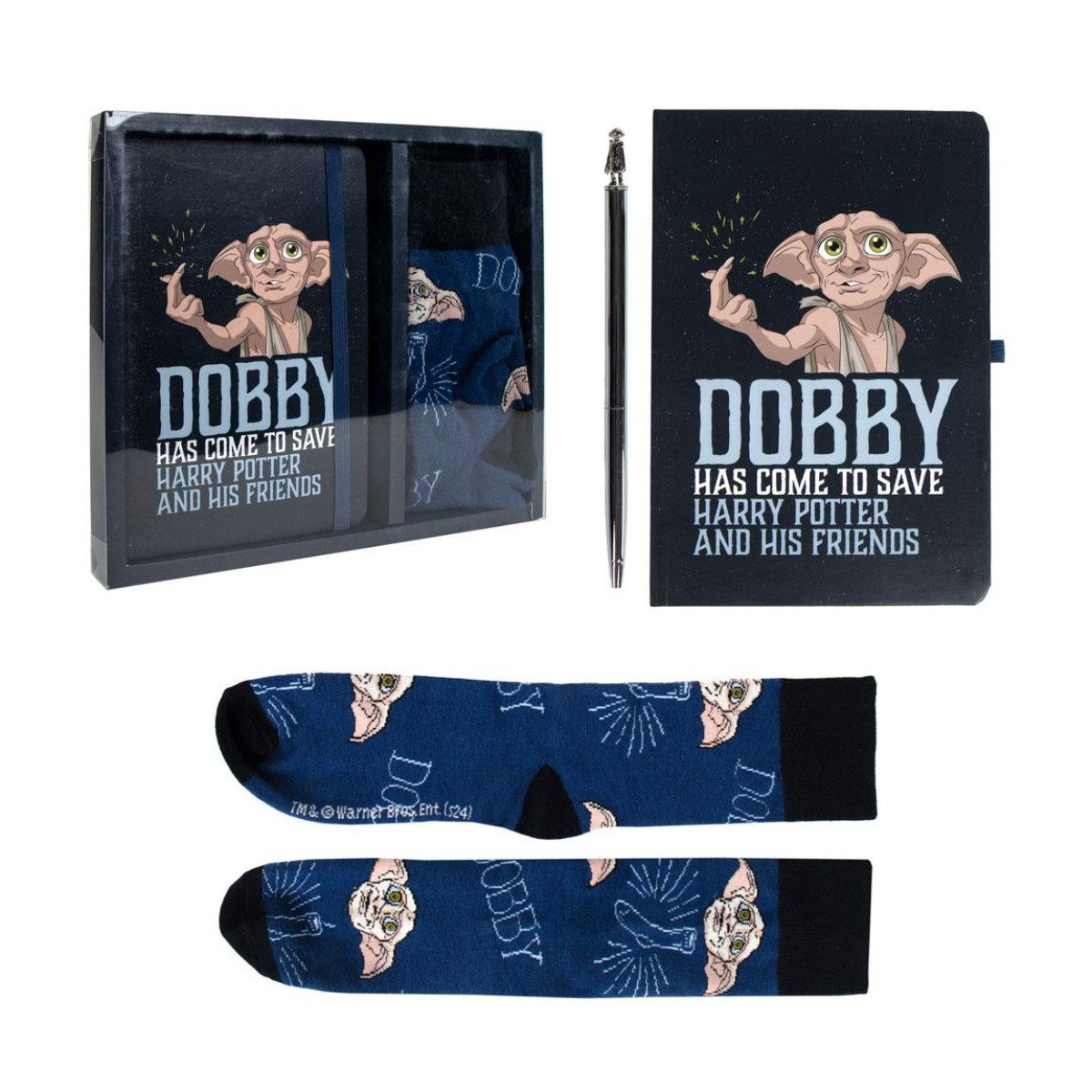 Cerda Notizblock Harry Potter Schreibwaren-Set – Dobby Socke mit Stiften & Notizblock, 3