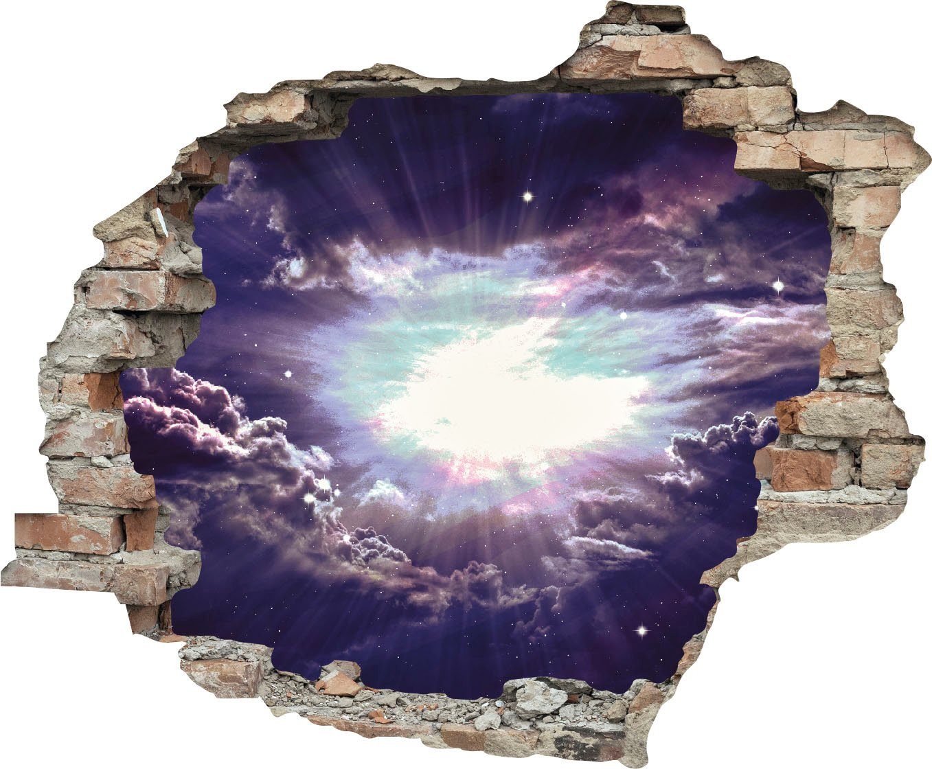queence Wandtattoo lila Wolken (1 St), Wandsticker, Wandbild, selbstklebend, 3D, Wanddurchbruch