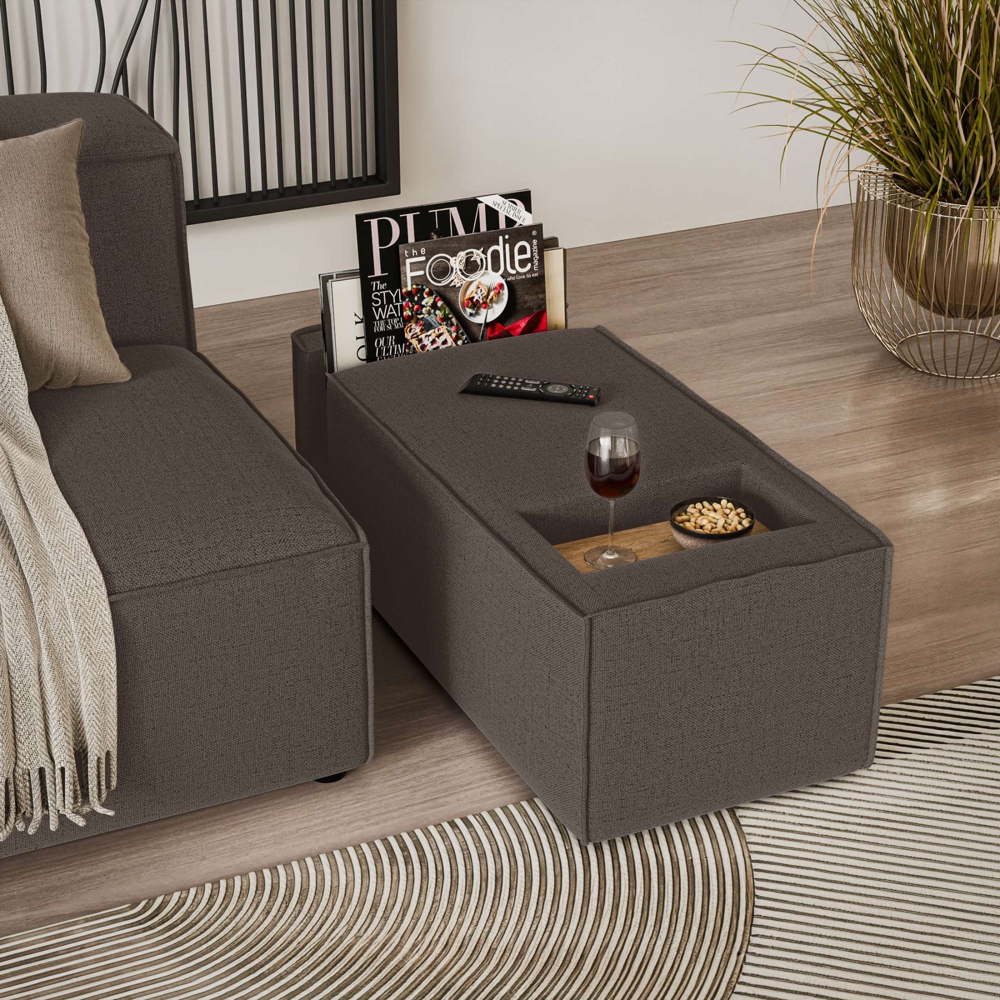 OTTO home Sofaelement HAILY Tisch XL für das Modulsofa, extra tief, Maße B/T/H: 45/130/37 cm, als Modul oder separat verwendbar, mit Steckfach und Ablagefläche