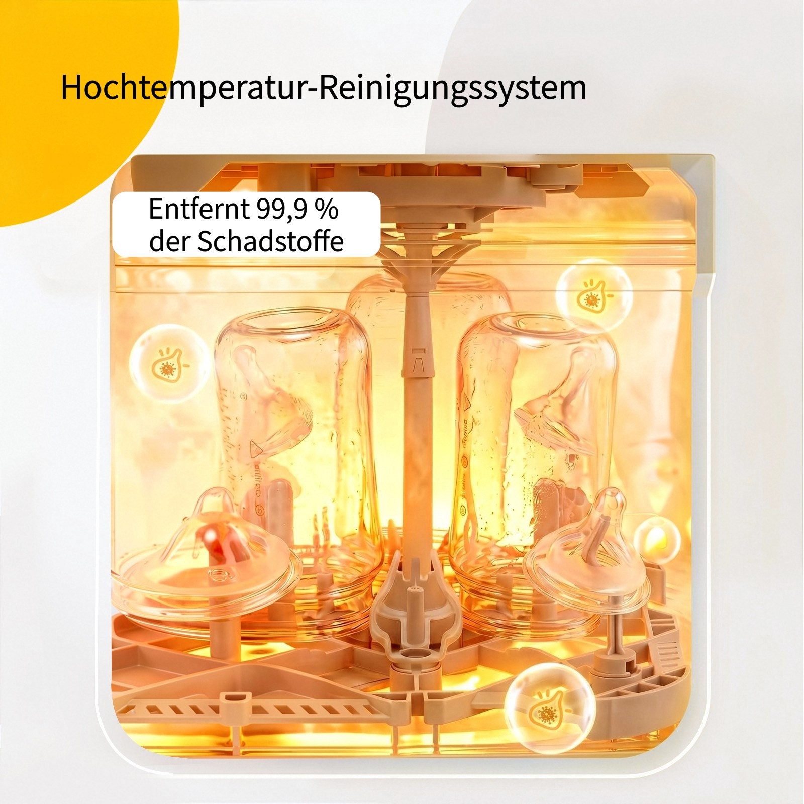 FOHERE Dampfsterilisator All-in-One Flaschenreiniger, Sterilisator und Trockner, 29 Sprühdüsen, 1-tlg.