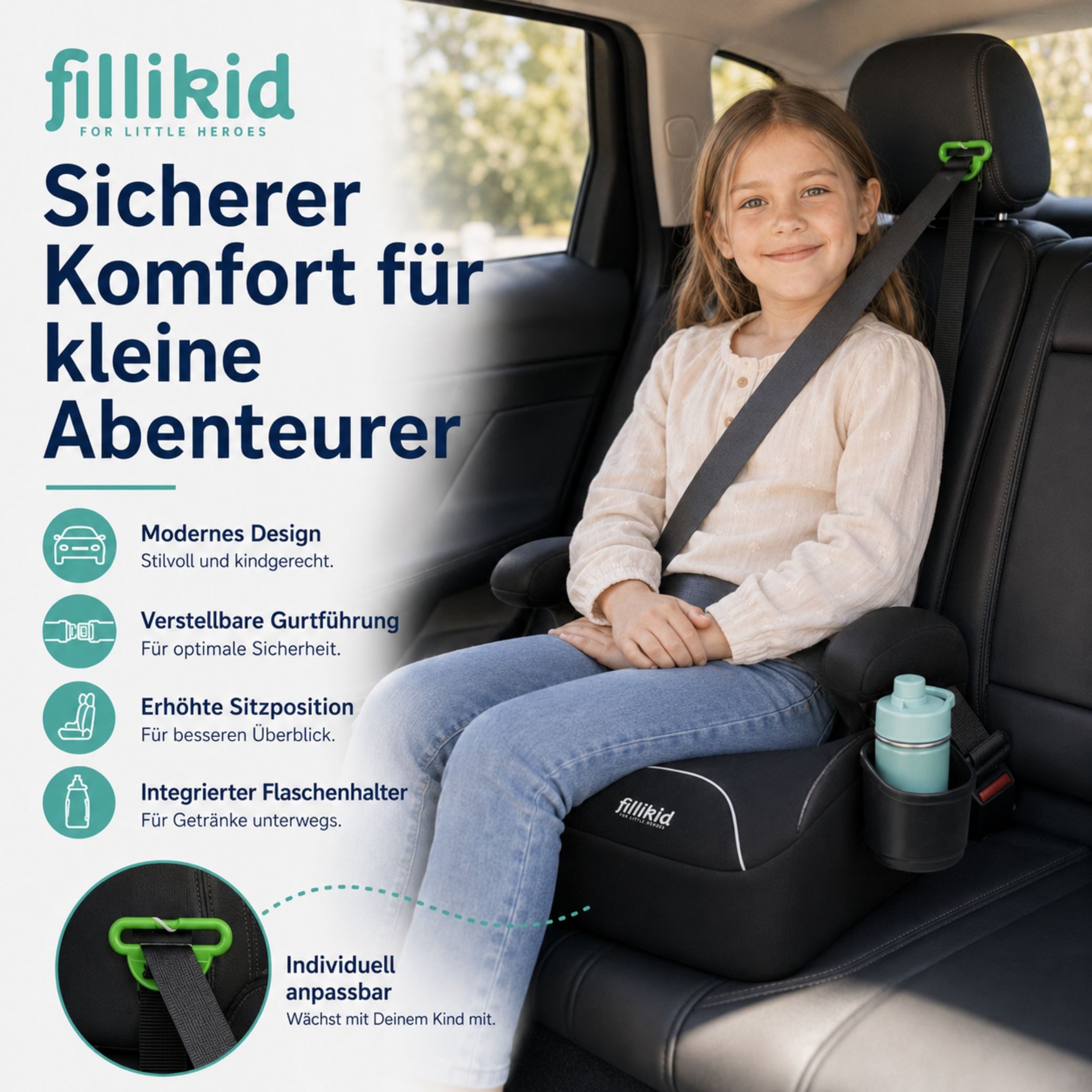 Fillikid Kindersitzerhöhung Sitzerhöhung Auto Exklusiv