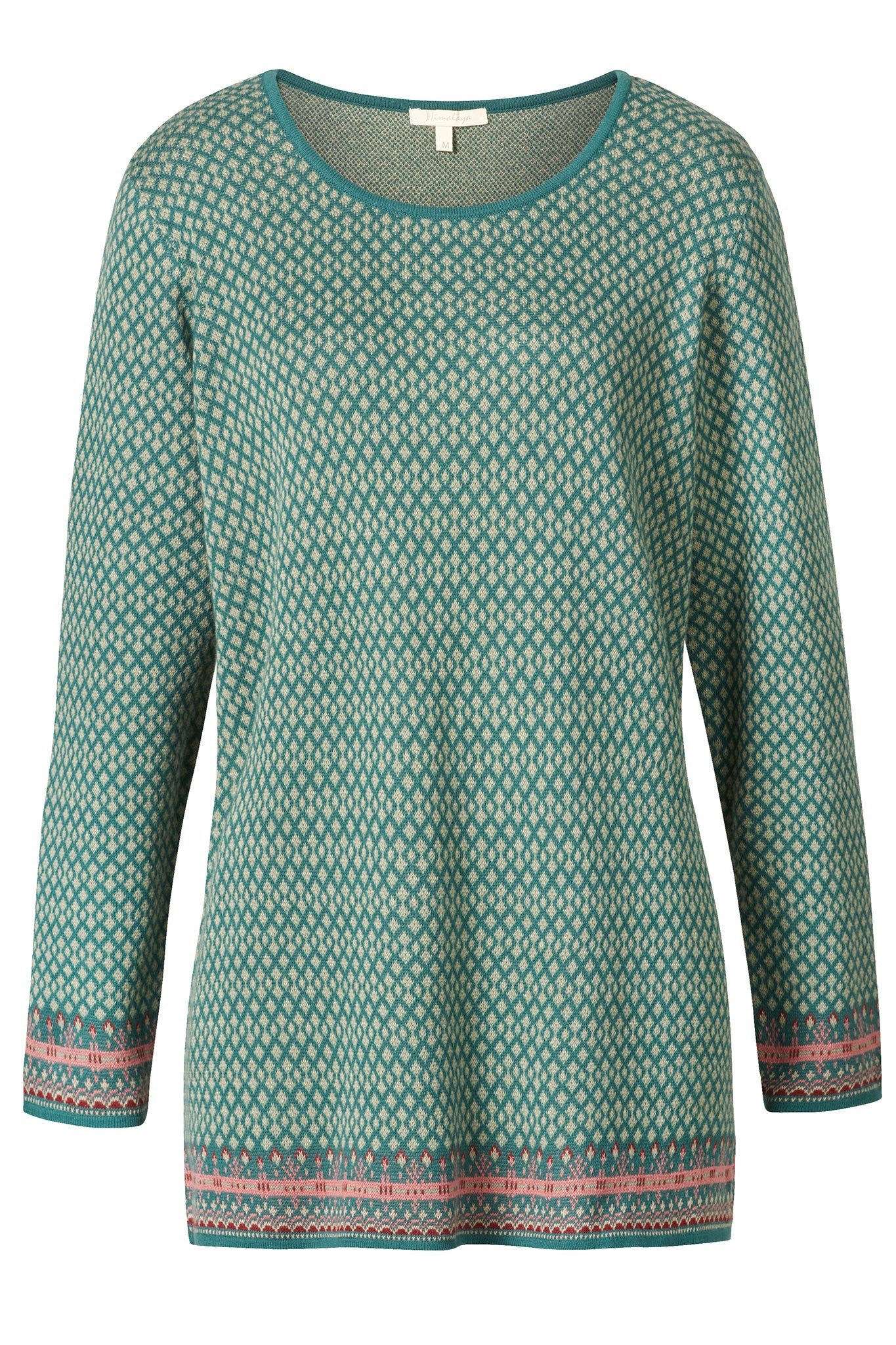 Strickpullover Eleganter Pullover Damen im Jacquard-Strick aus reiner Bio-Baumwolle