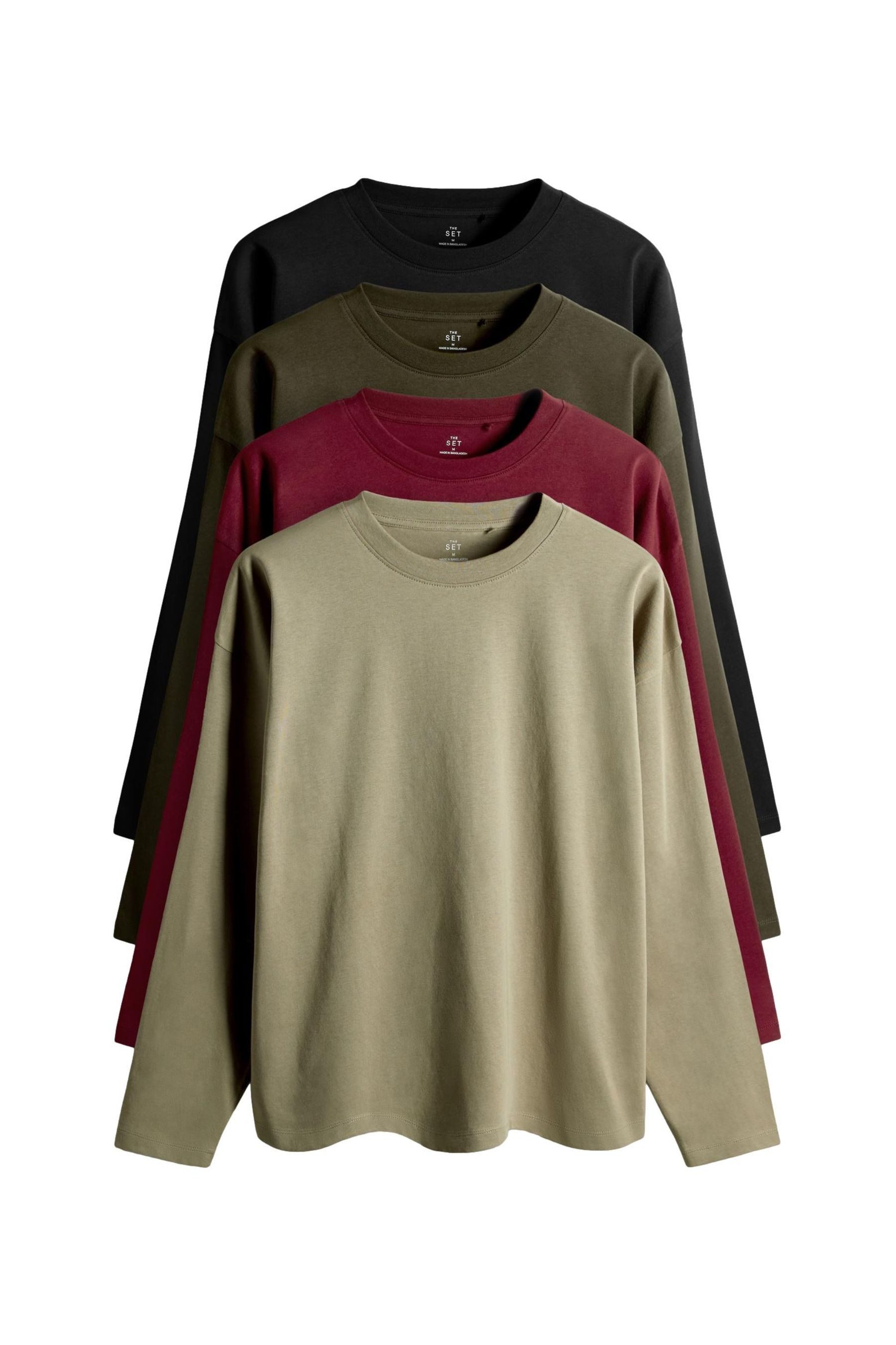 The Set Langarmshirt The Set Relaxed Fit Langarmshirts, 4er-Pack (4-tlg) günstig online kaufen