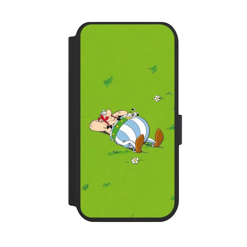 NIVOCASE Handyhülle Obelix Offizielles Lizenzprodukt Asterix Obelix Ruht Sich Aus, Apple iPhone 14 Pro Klapphülle Handyhülle aus Kunst Leder