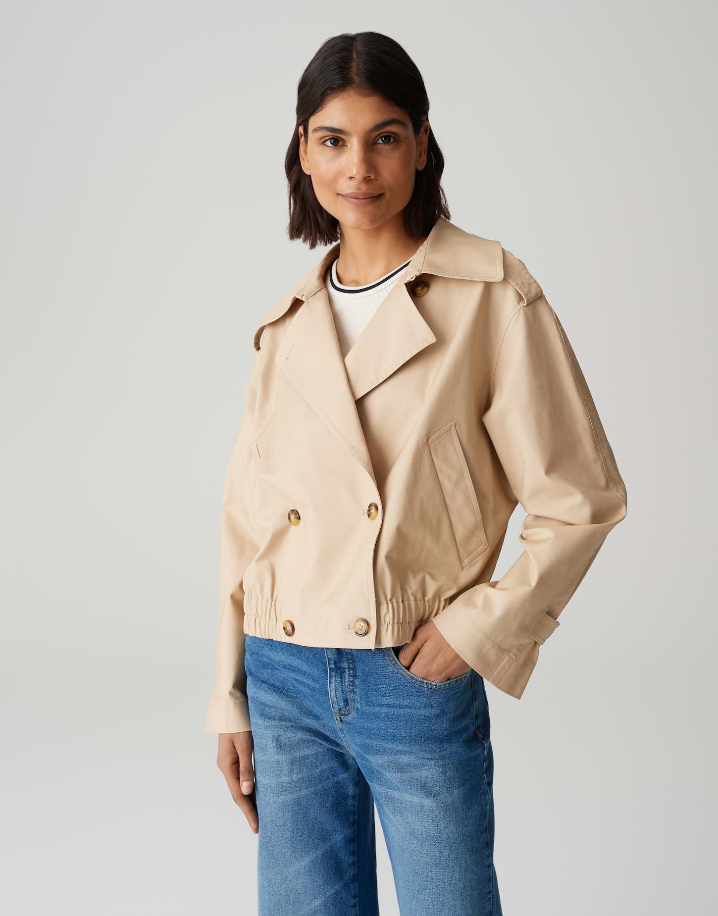 OPUS Trenchcoat Kurze Trenchjacke HEDIE Regular aus Lyocell Mix