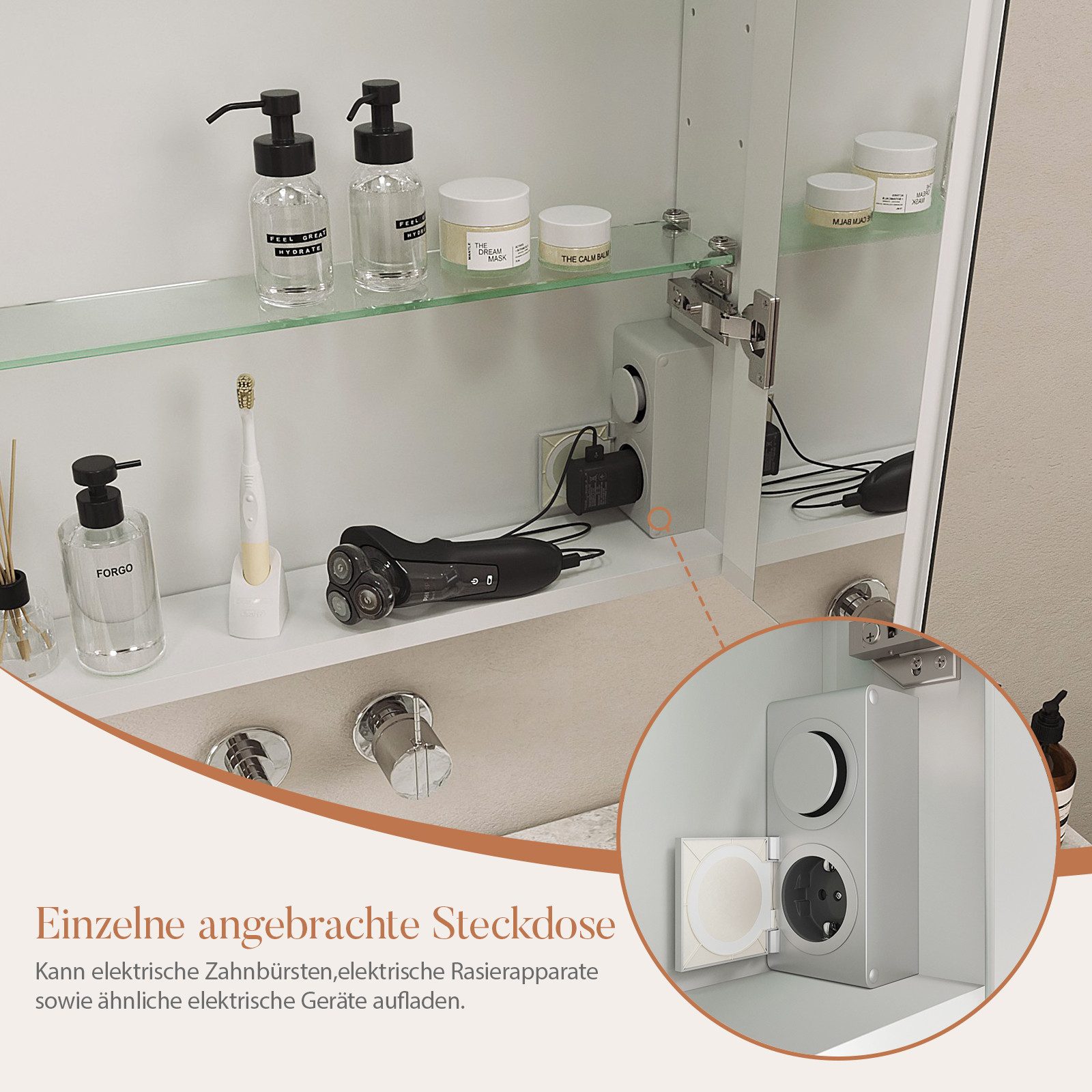 AQUABATOS Badezimmerspiegelschrank mit LED Spiegelschrank Bad mit Beleuchtu günstig online kaufen