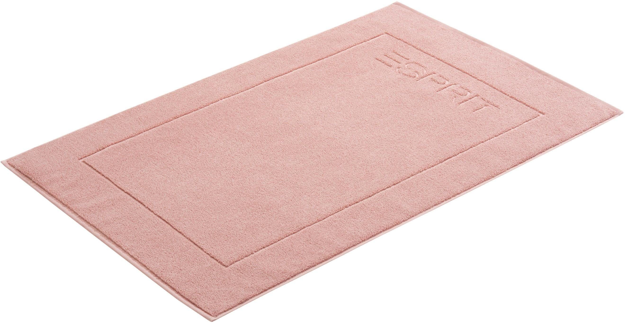 Esprit Badematte Solid, Höhe 1 mm, schnell trocknend, fußbodenheizungsgeeignet, Baumwolle, rechteckig, Badteppich, Uni Farben, mit Esprit Logo Stickerei Hotelmatte
