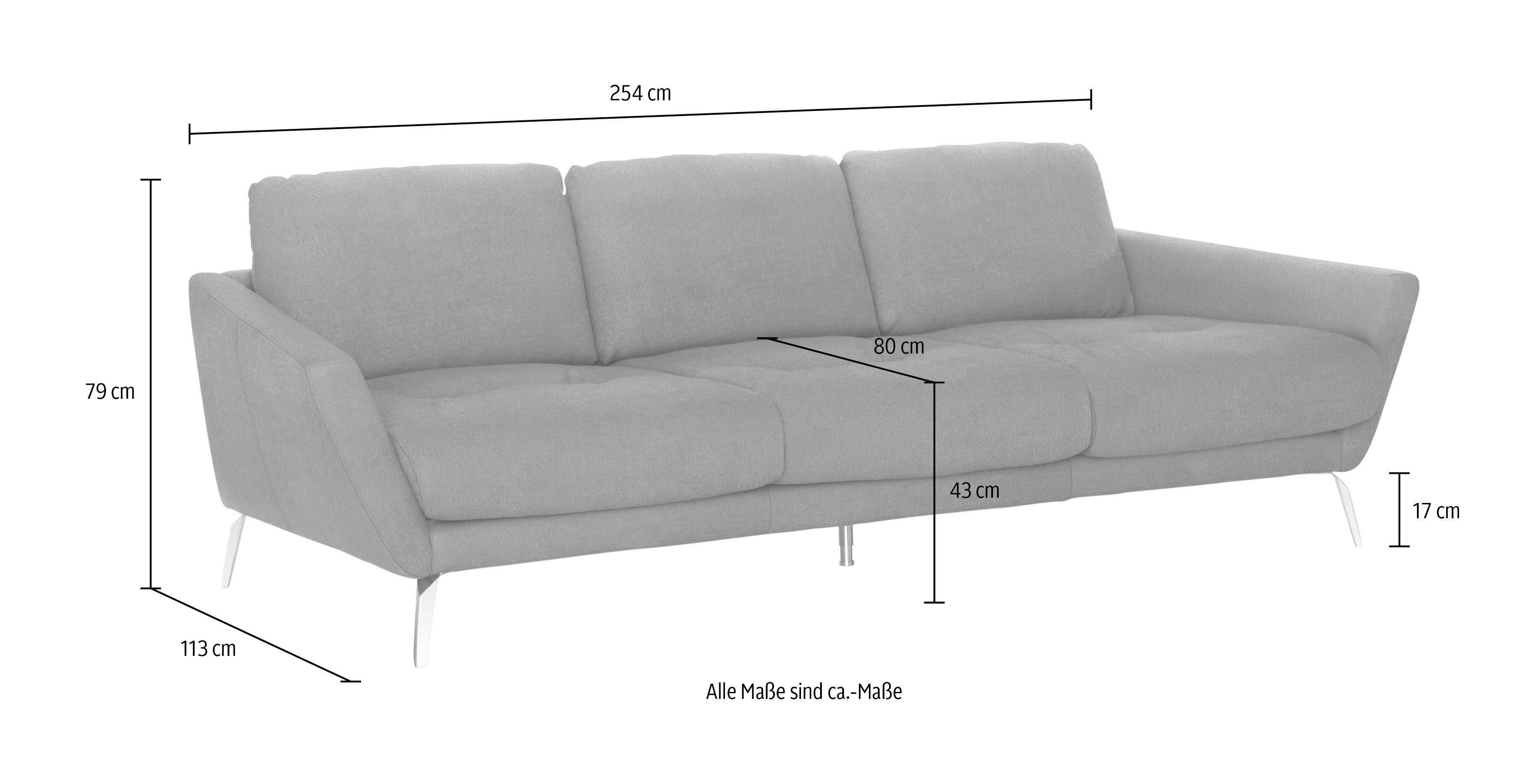 glänzend Heftung Big-Sofa im W.SCHILLIG dekorativer Chrom mit Füße Sitz, softy,
