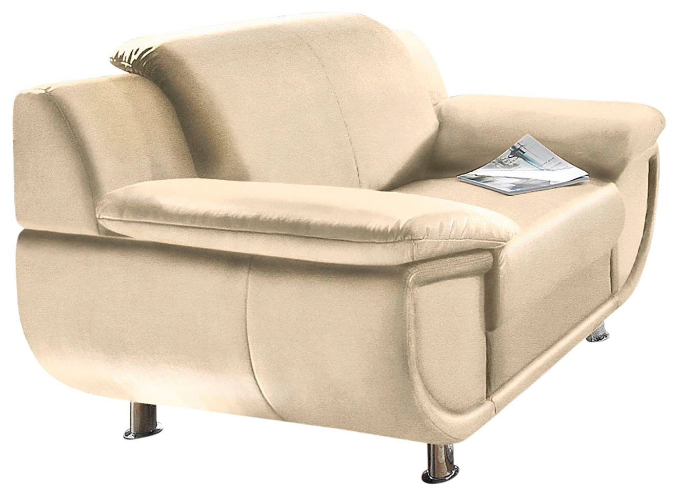 TRENDMANUFAKTUR Sessel Rondo 121 cm, Big-Sessel, komfortabel, Federkern optional, Chromfüße, Big-Sessel wahlweise mit Federkern, bequem – Bild 3 von 5