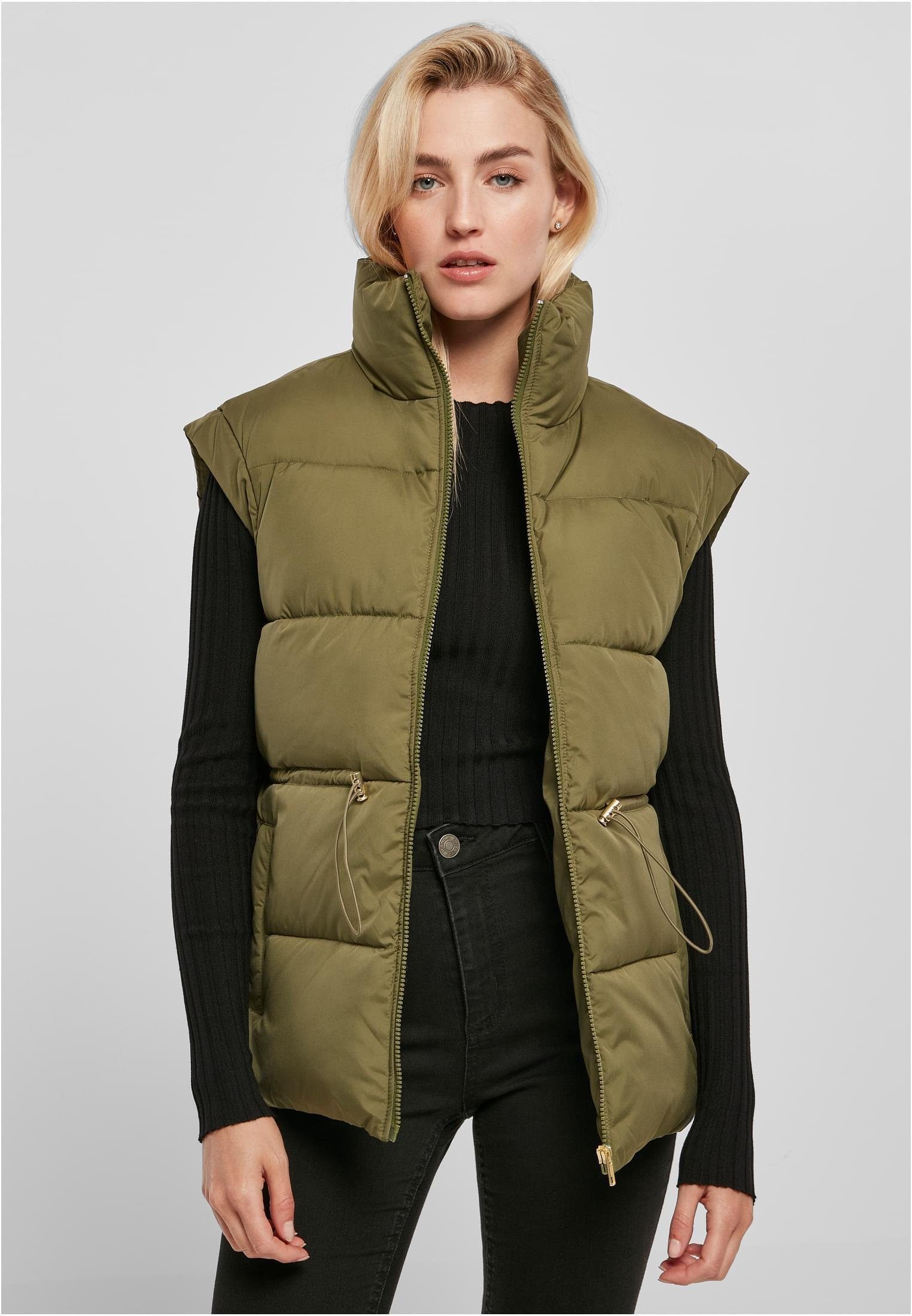URBAN CLASSICS Sweatweste Ladies Waisted Puffer Vest Damen Weste
