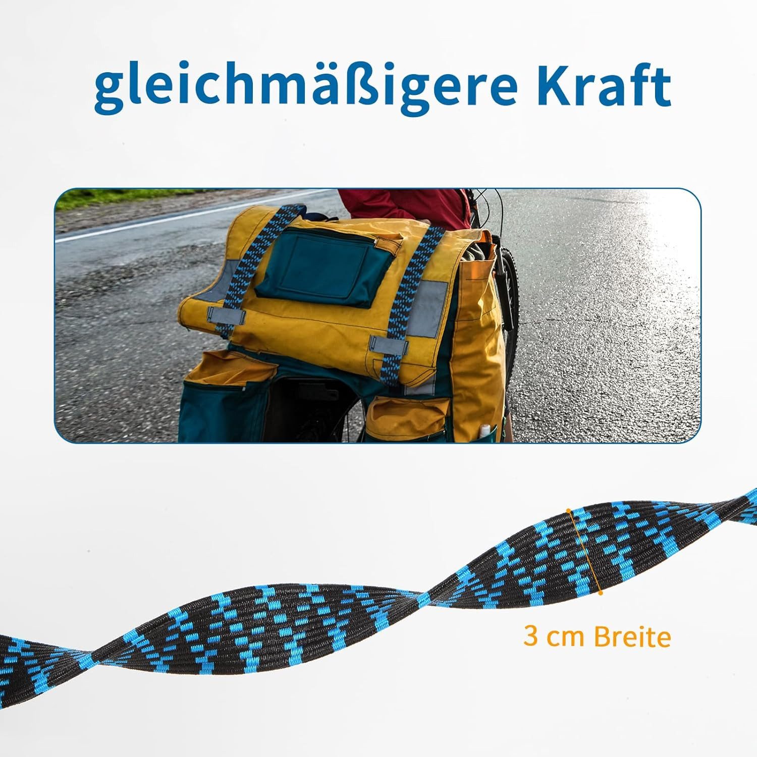 FELIXLEO Spanngurt 4er Spanngummi mit Haken 2M Gepäckspanner Gummispanner Blau Auto (1-St)