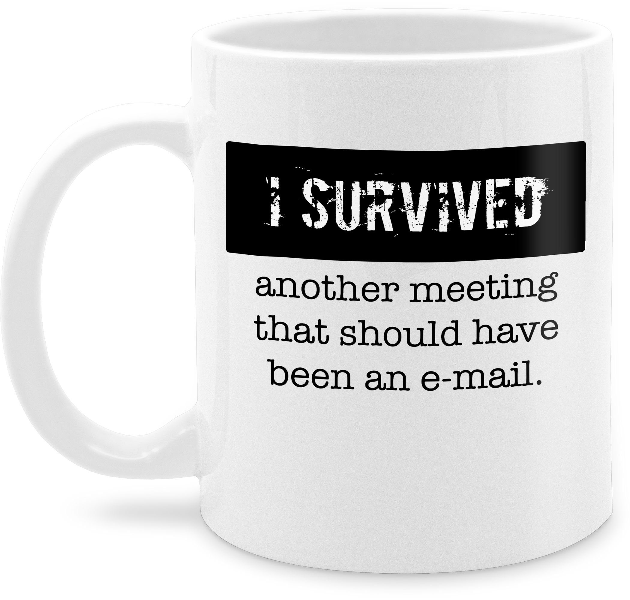 Mug I Survived Another Meeting, Tasse Drôle Bureau, Cadeau Collègue Mug I Survived Another Meeting, Tasse Drôle Bureau, Cadeau Collègue