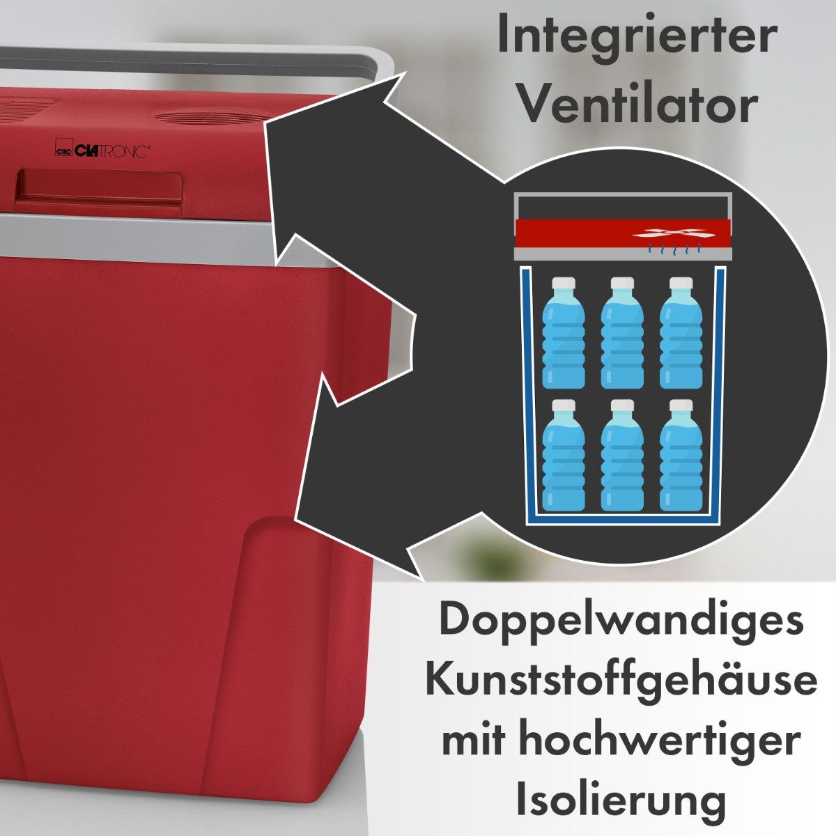 CLATRONIC Elektrische Kühlbox KB 3713.1, Auto und Camping, 22L, 12V und 230V Anschluss – Bild 5 von 5