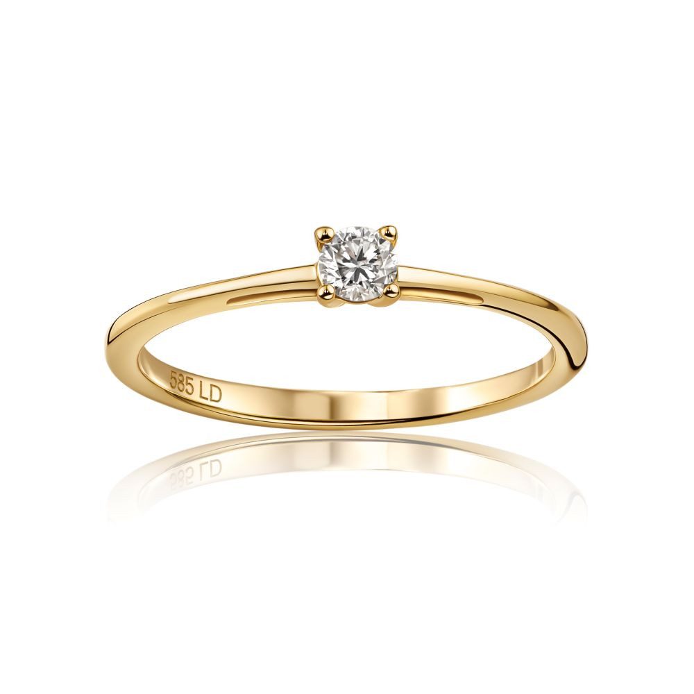Miore Solitärring LD4015R-16R - Damen 14K (585) Gelbgold mit Diamant 0,10 oder 0,16 ct, 4-Krappenfassung - Echtgold