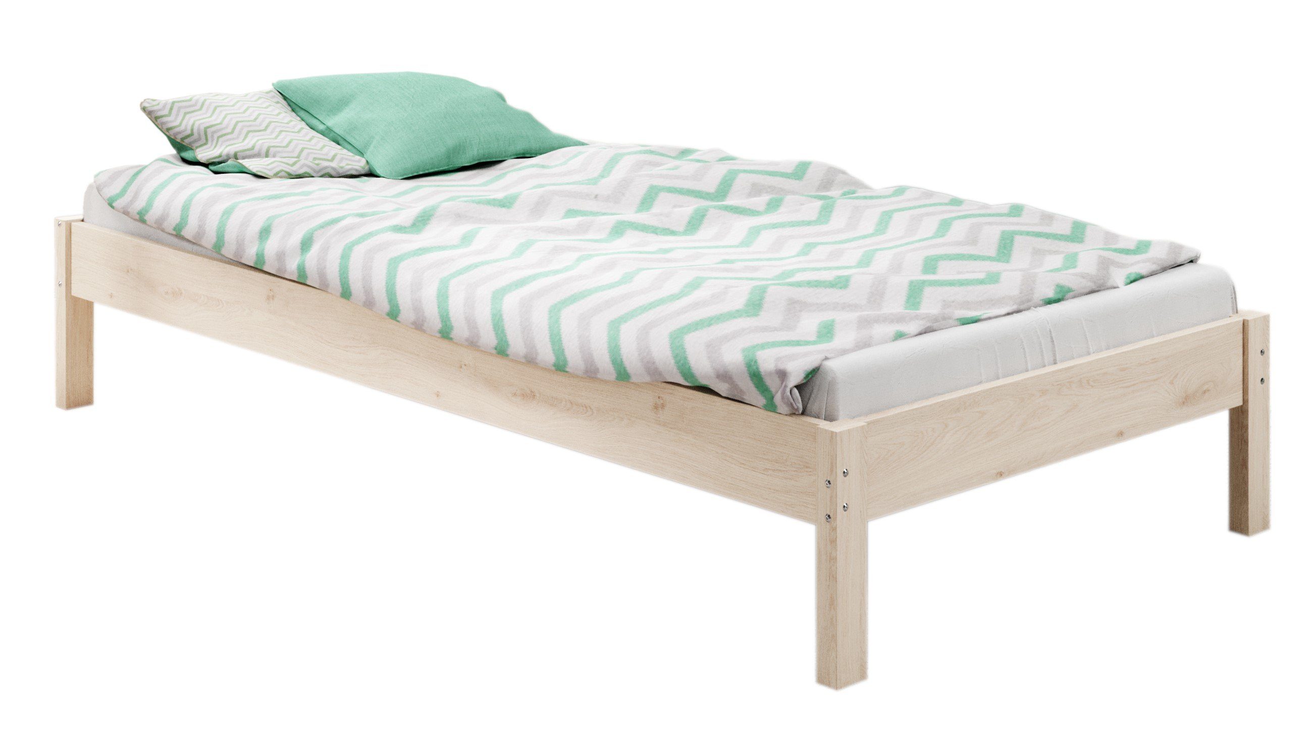 sunnypillow Holzbett „Mia” Scandi Style Massivholzbett günstig online kaufen