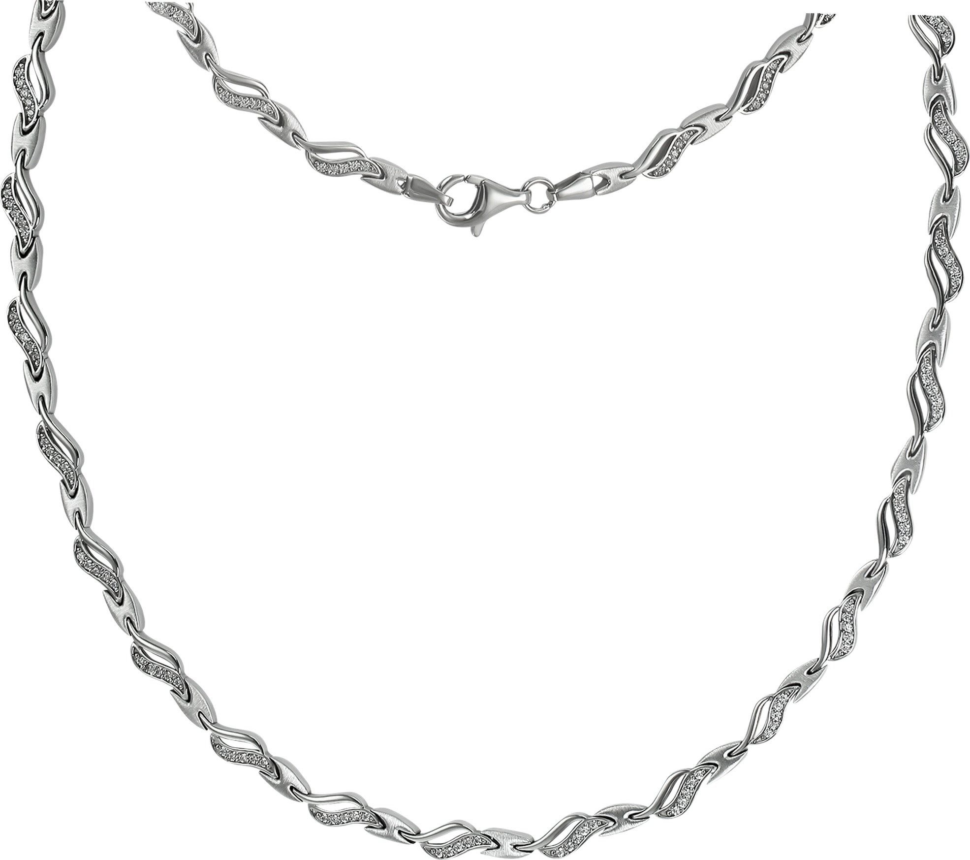 Silberkette SilberDream Collier Wave Zirkonia weiß