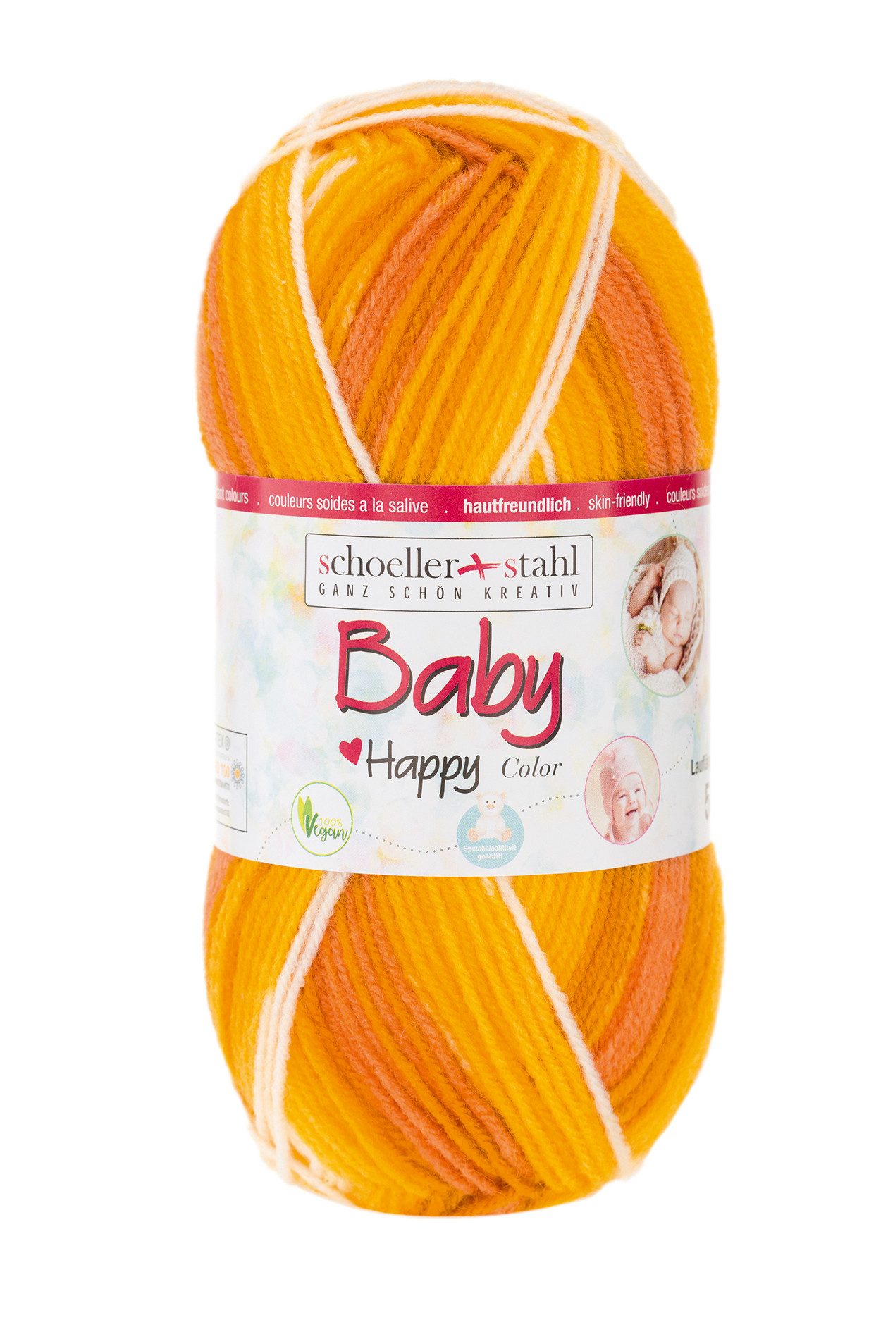 Schoeller + Stahl Baby Happy Color Häkelwolle, 185 m, wunderbar weiches, pflegeleichtes Garn mit fröhlichen Farbakzenten