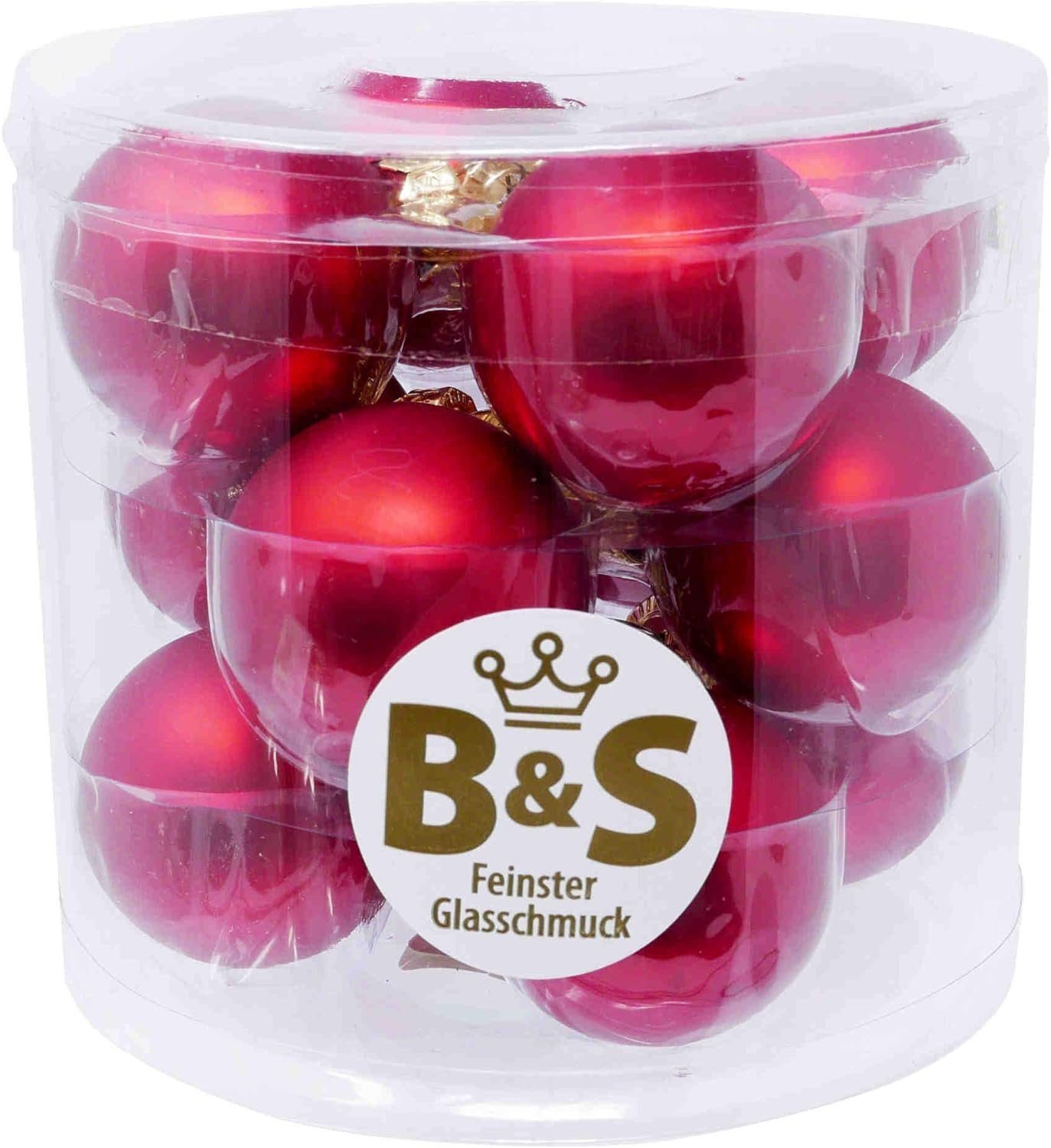 B&S Weihnachtsbaumkugel Christbaumschmuck 12 Stück 4 Ø cm rot matt