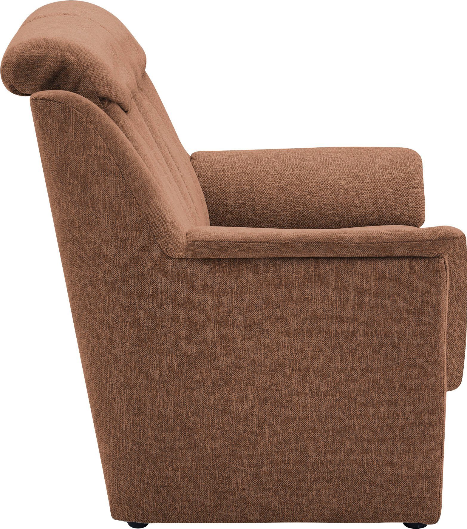 Sessel 46 2x und in Polstergarnitur 3-Sitzer BECK (Set, Kopfteilverstellung, Sitzhöhe cm, VILLA 3-tlg), Lugano,