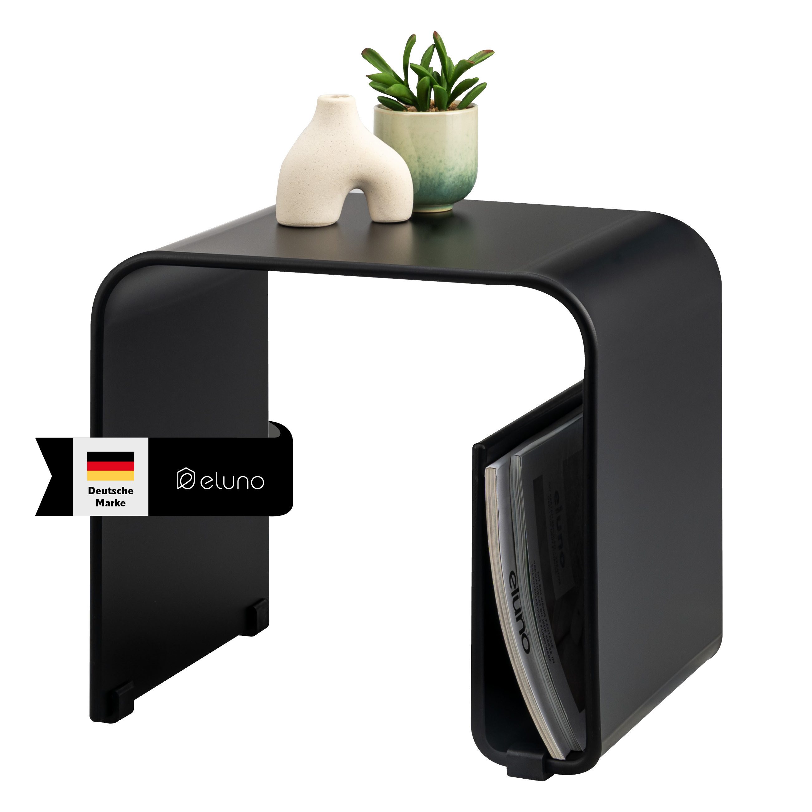 eluno Beistelltisch 2in1 aus Acryl mit Magazinhalter (1-St)