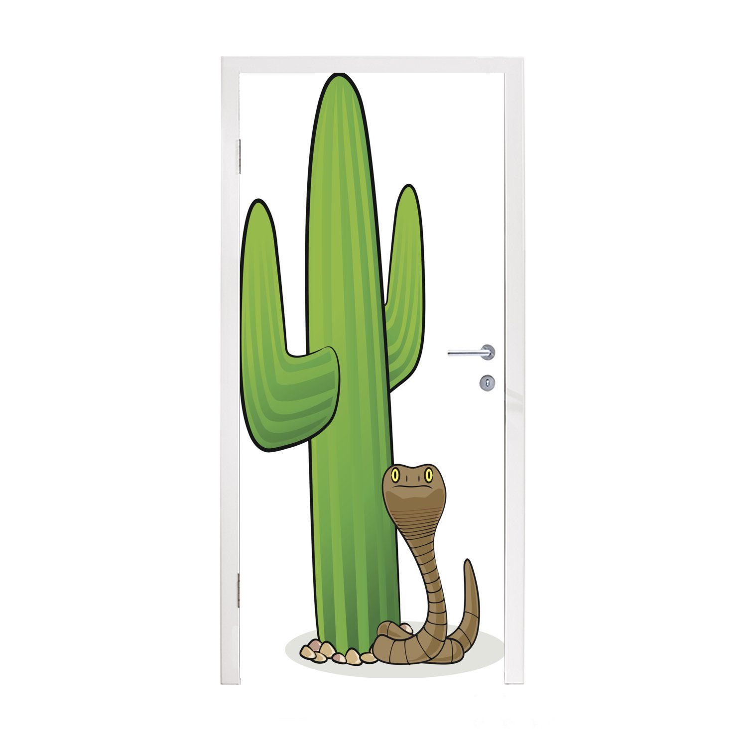 MuchoWow Türtapete Cartoon-Illustration einer Kobra, Matt, bedruckt, (1 St), Fototapete für Tür, Türaufkleber, 75x205 cm