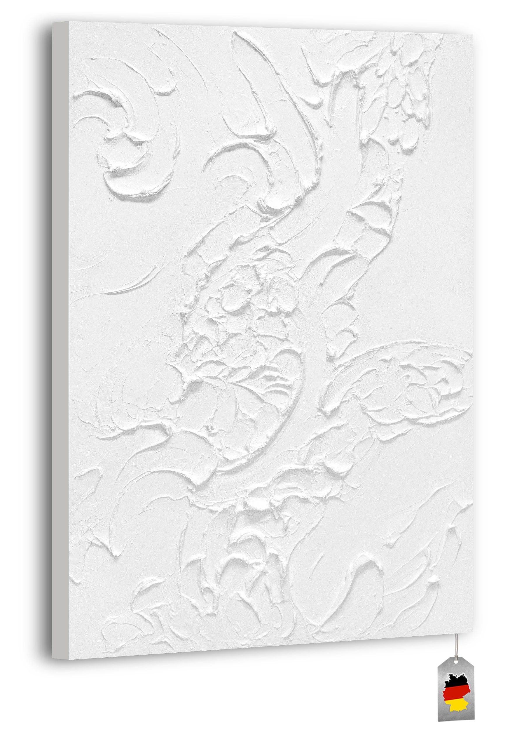 YS-Art Gemälde Life VI, Abstraktion, Ton Handgemalt Abstrakt Bild Weiß Leinwand Vertikales in Ton