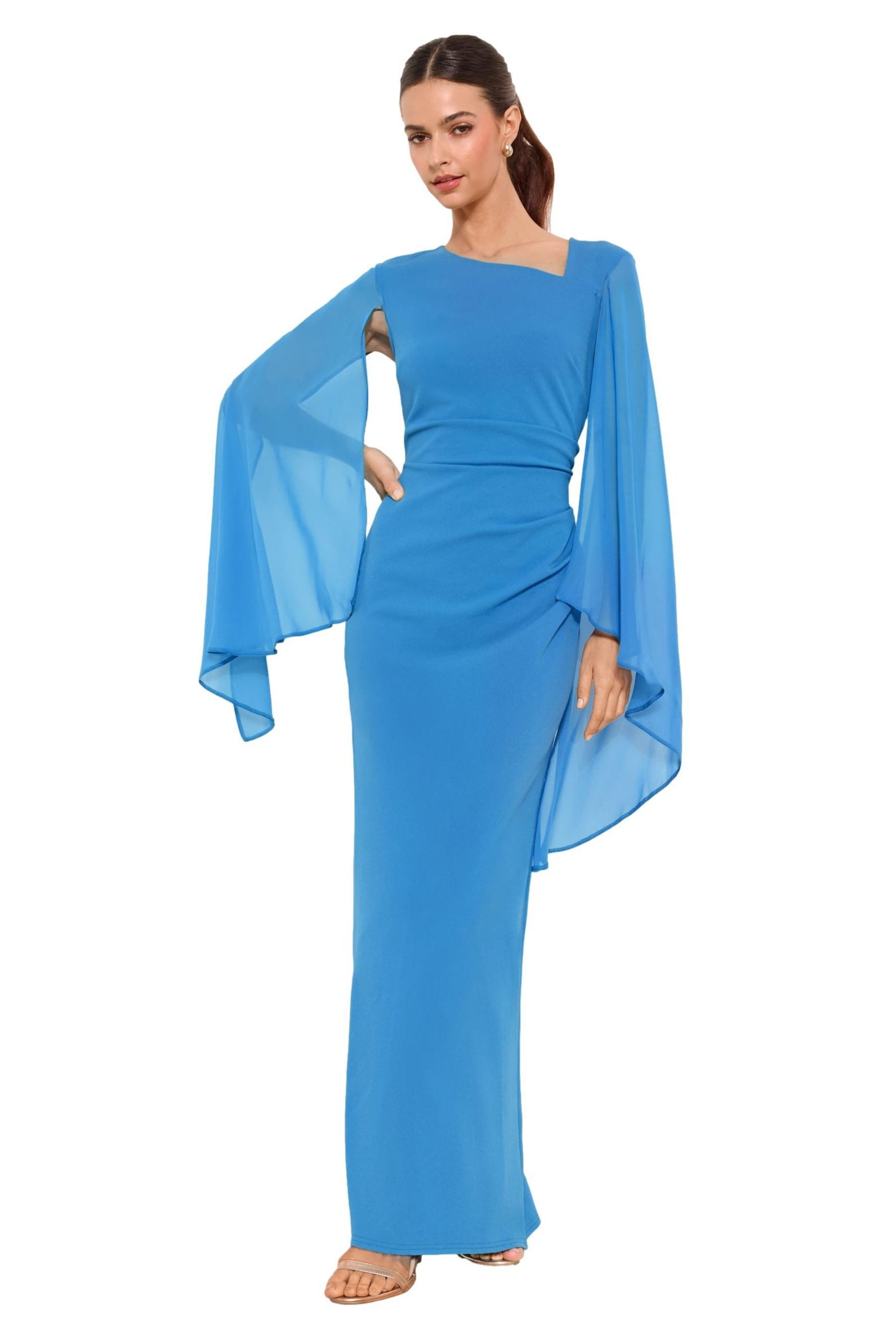 LIPSY Maxikleid Lipsy Cape-Maxikleid mit langen Ärmeln und Mesh (1-tlg)