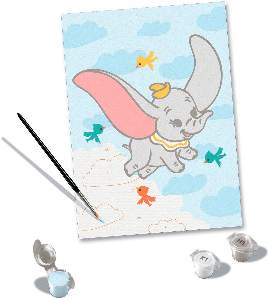 Ravensburger Malen nach Zahlen CreArt, Hello Baby, Dumbo, für Erwachsene; Made in Europe