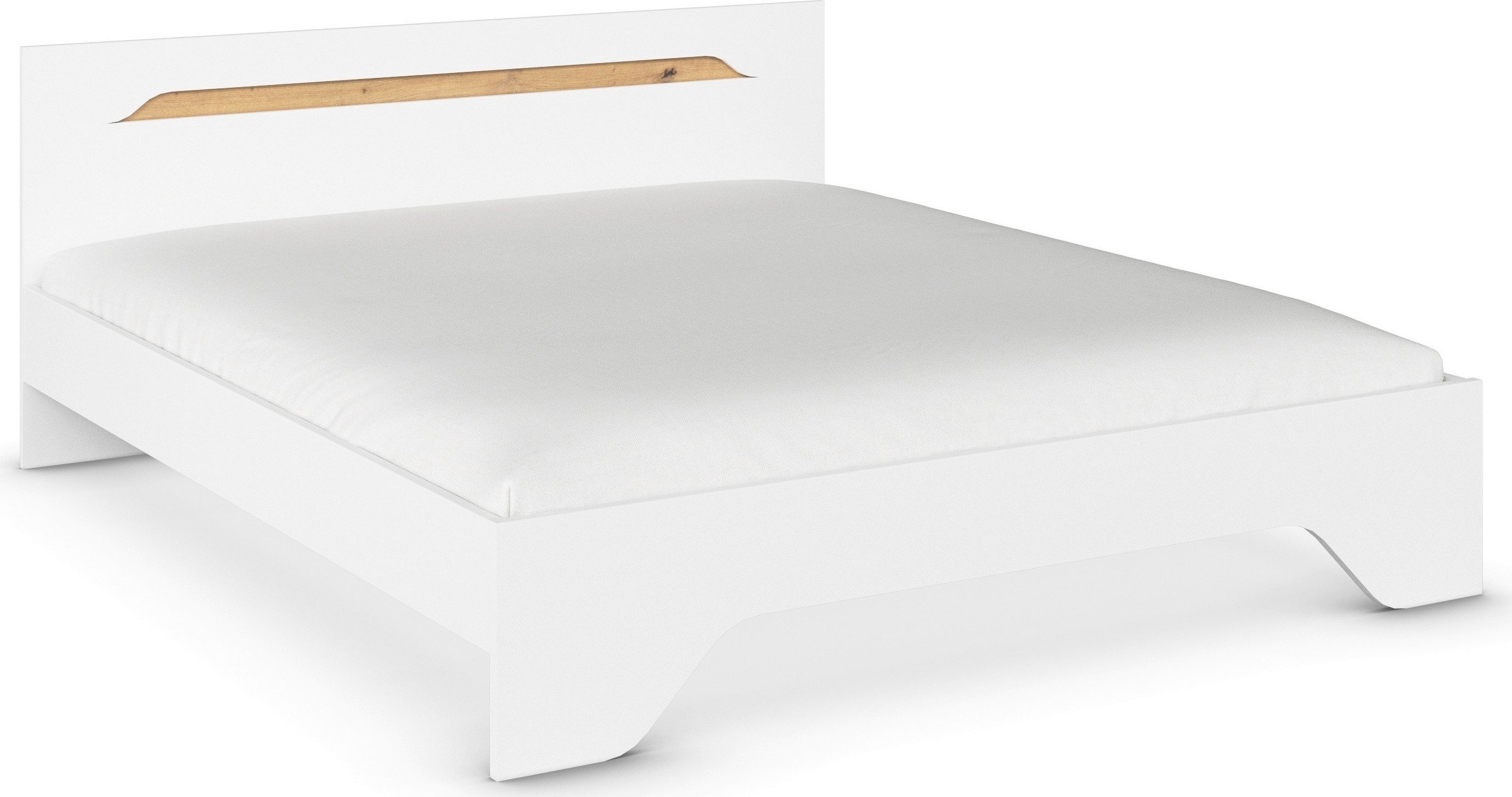 OTTO home Bett Doppelbett Holzbett Futonbett AGORDO (Liegefläche: 180x200 cm), mit stilvoller Kopfteil-Absetzung in Eiche Artisan MADE IN GERMANY