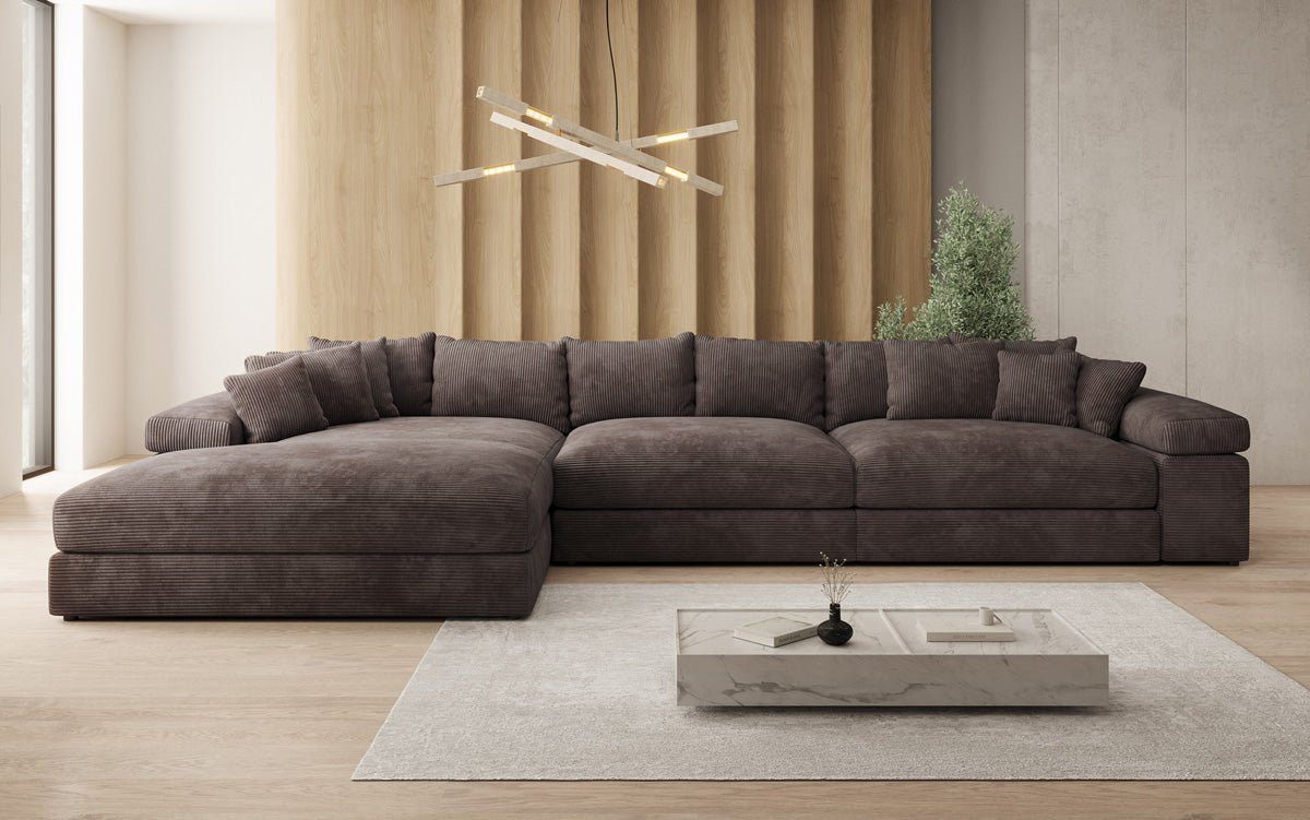 Luxusbetten24 Sofa Designer Sofa Bernardo L Maxi in Cord, mit breiter Ottomane – Bild 2 von 2