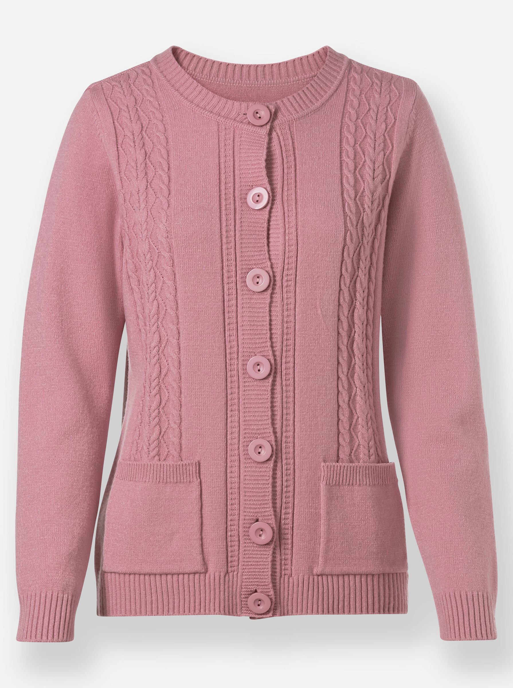 Strickjacke Strickjacke Langarm Zopfmuster