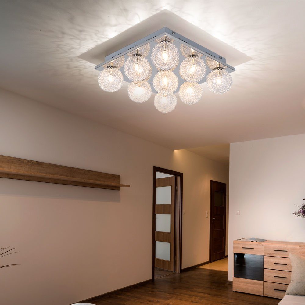9 LED Warmweiß, inklusive, Leuchtmittel etc-shop Glaskugeln Deckenleuchte Wohnzimmer Flammig Deckenleuchte,