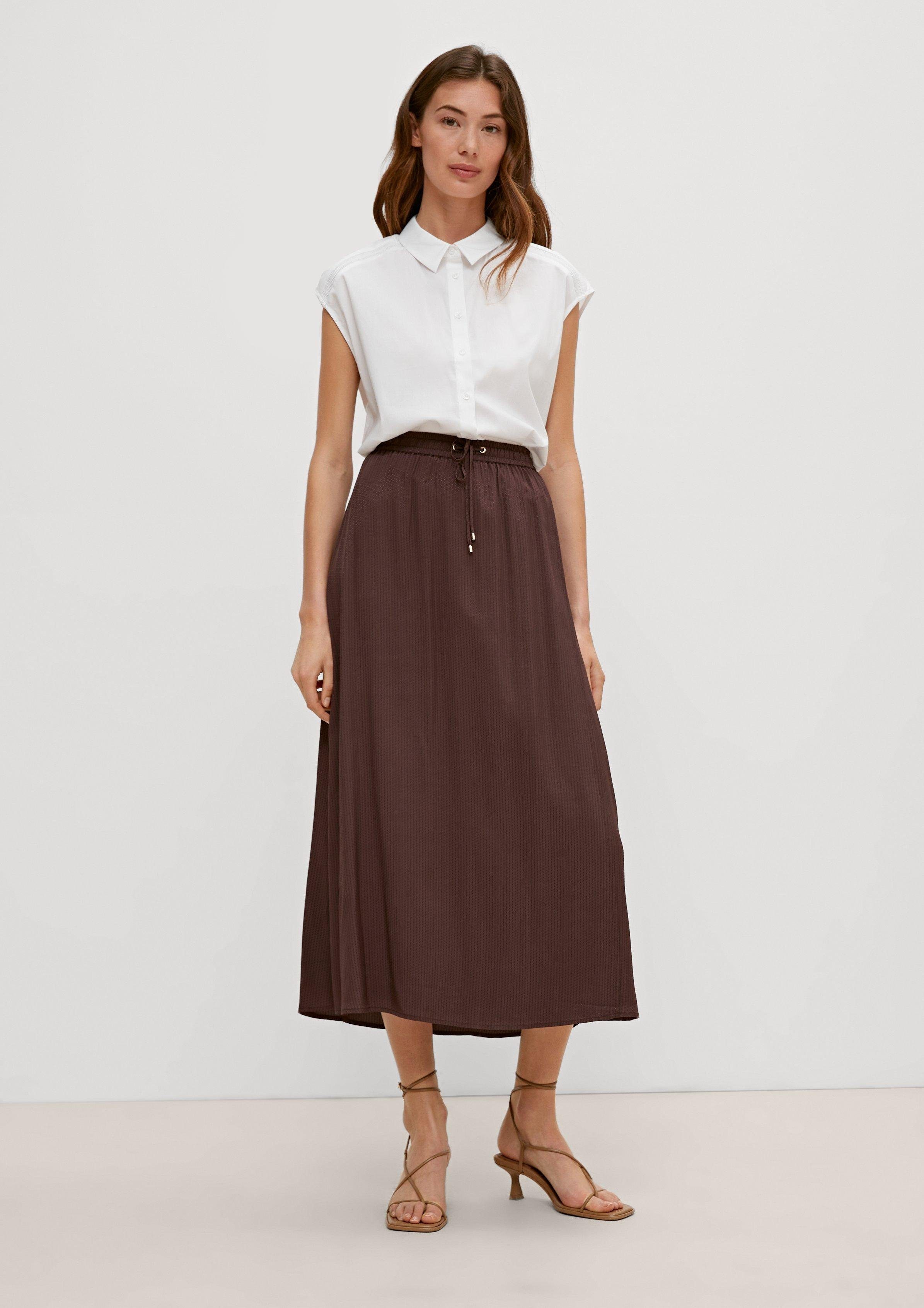 Comma Maxirock Midi-Rock mit Layering-Detail Durchzugkordel