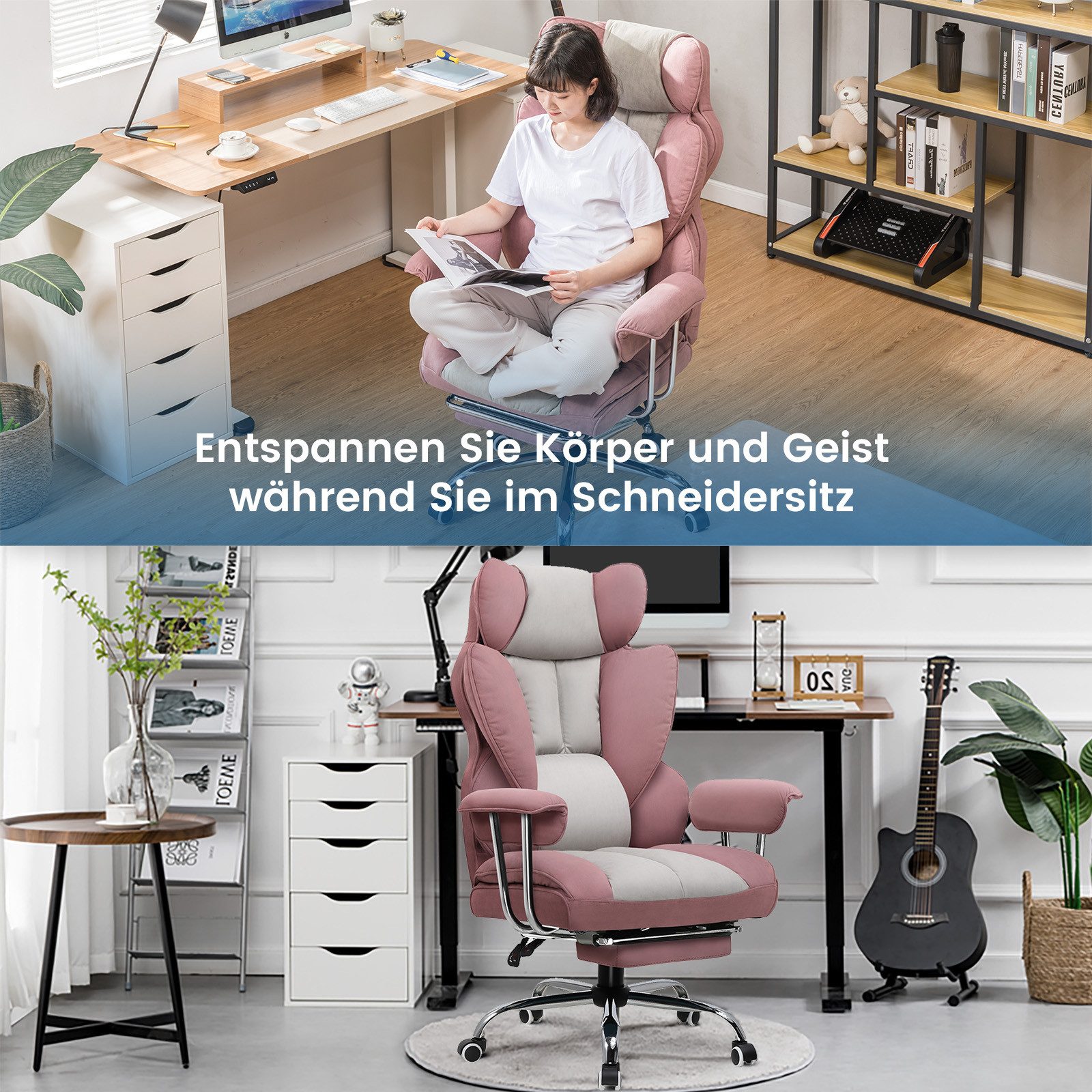 GTPLAYER Gaming-Stuhl Ergonomischer Bürostuhl Gaming Stuhl, Gamer Stuhl 150kg Belastbarkeit (Packung), Schreibtischstuhl Chefsessel mit Fußstütze höhenverstellb – Bild 4 von 5