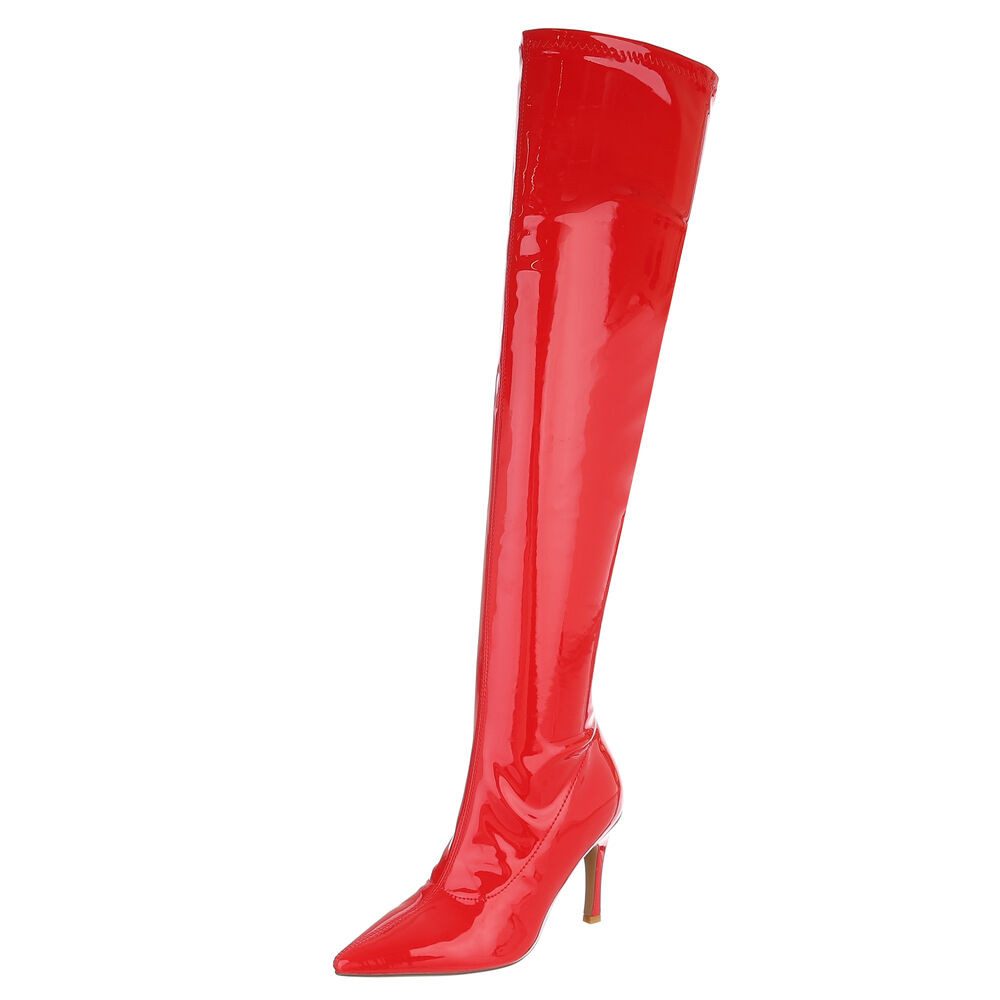 Ital-Design Damen Abendschuhe Party & Clubwear Overkneestiefel (88671735) Pfennig-/Stilettoabsatz Сапоги in Rot