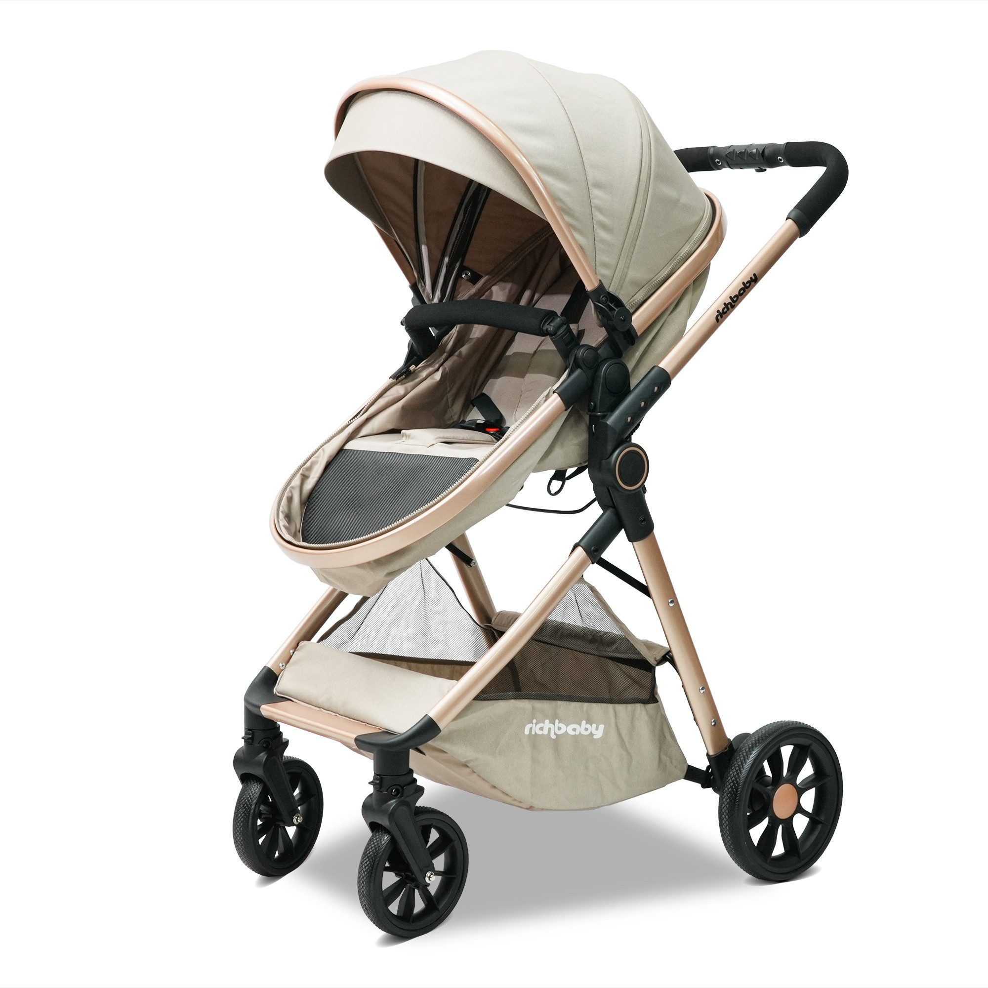 Luckice Kombi-Kinderwagen Konvertierbarer Babykinderwagen zu Wiege, kompakter zusammenklappbarer, (Set, 1-tlg), mit verstellbarem Cockpit und Sicherheitsmerkmalen