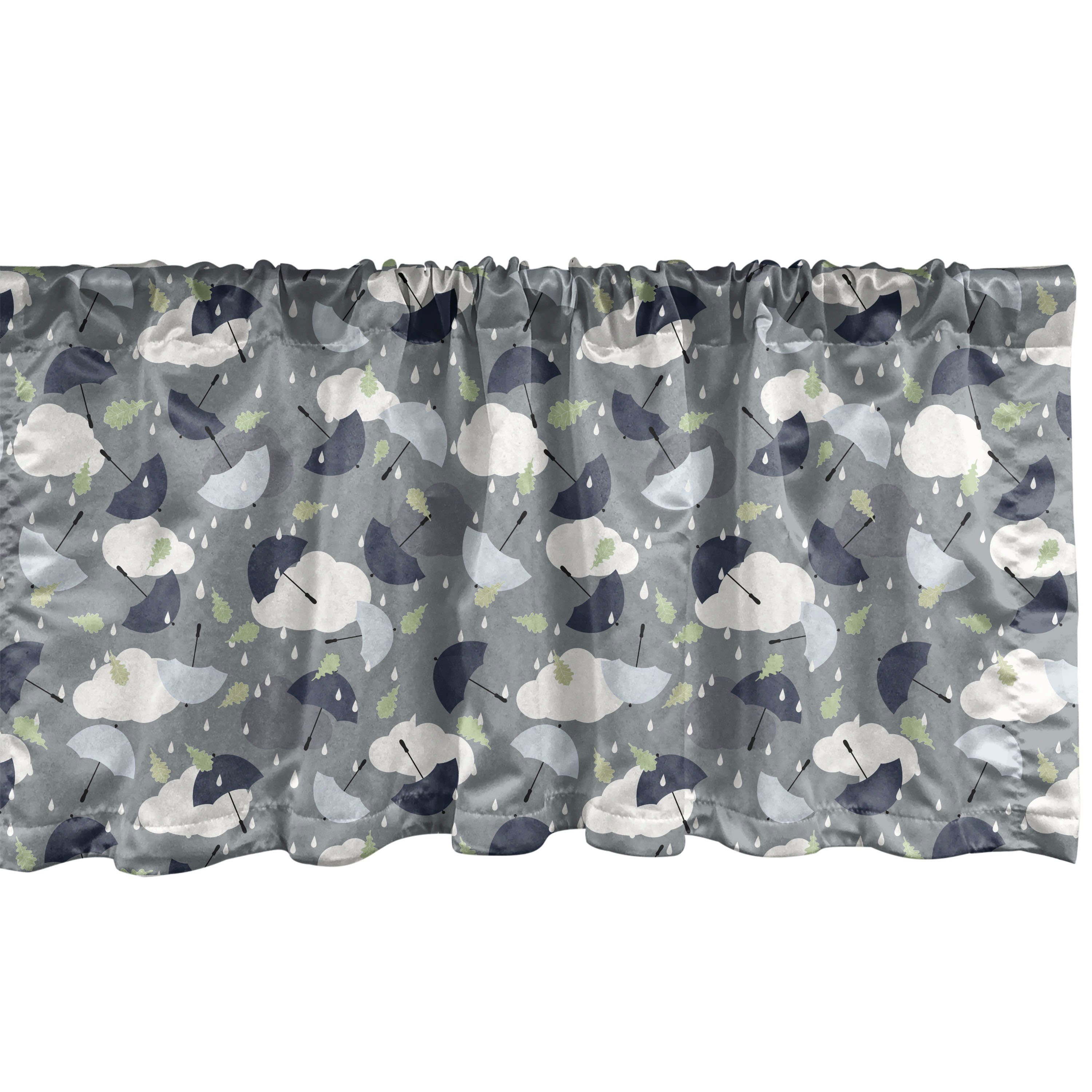Scheibengardine Vorhang Volant für Küche Schlafzimmer Dekor mit Stangentasche, Abakuhaus, Microfaser, Wetter Regen und Regenschirm Patterns