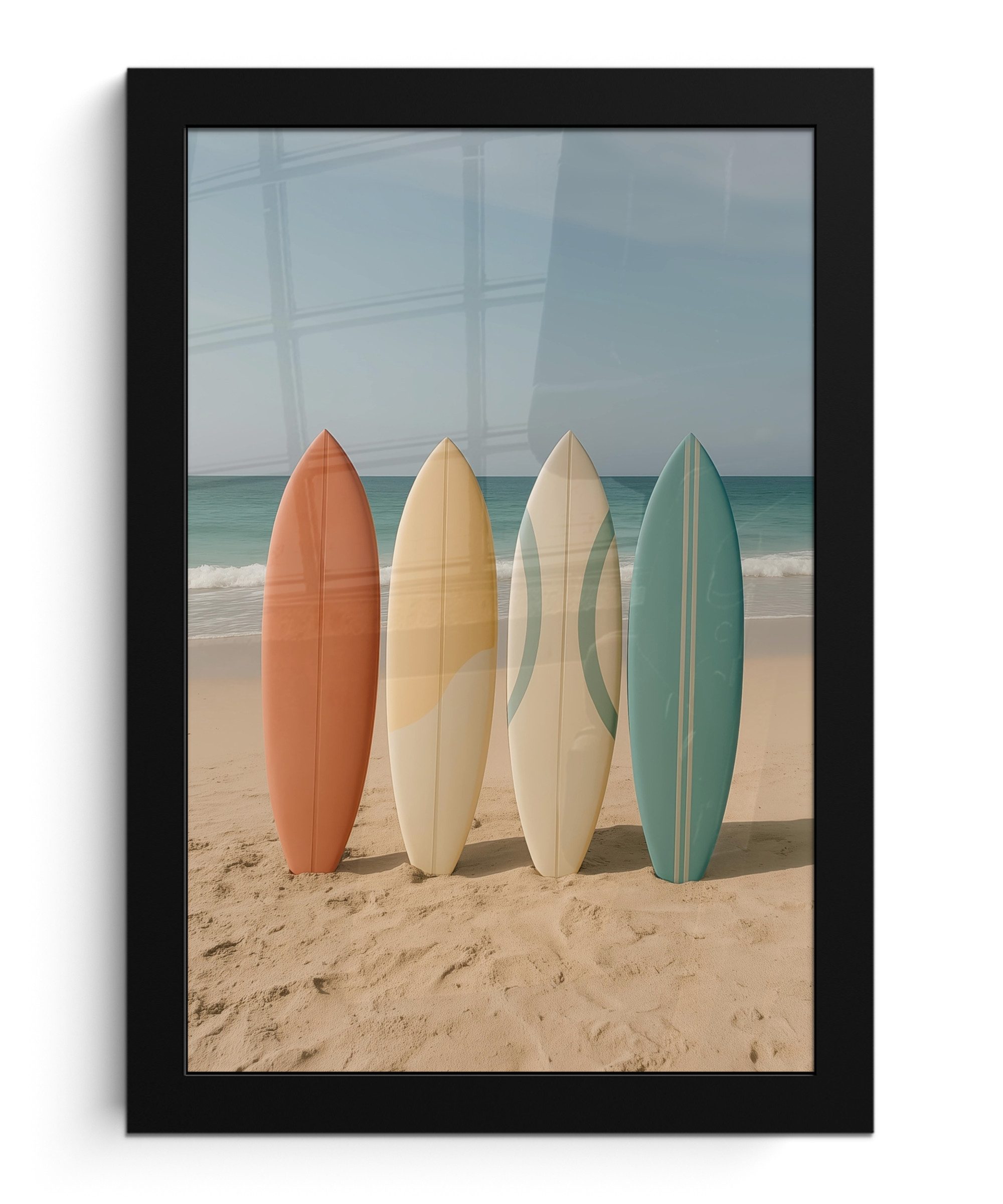 Poster Strand - Surfbrett - Pastell