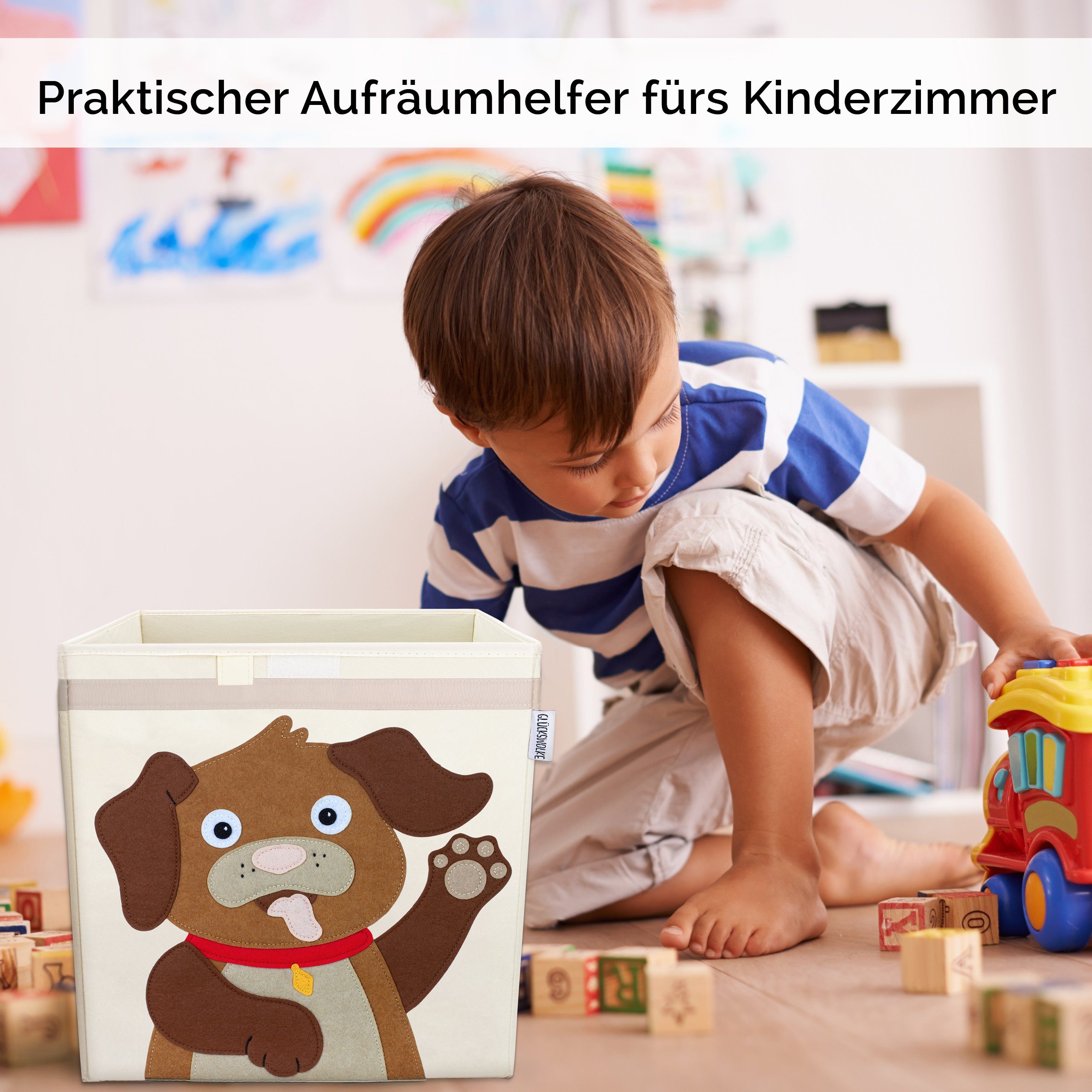 GLÜCKSWOLKE Aufbewahrungsbox Kinder - 15 Motive I Spielzeugkiste mit Deckel für Kinderzimmer (Größe 33x33x33), Boxen zur Aufbewahrung im Kallax Regal I Kiste fü – Bild 5 von 5
