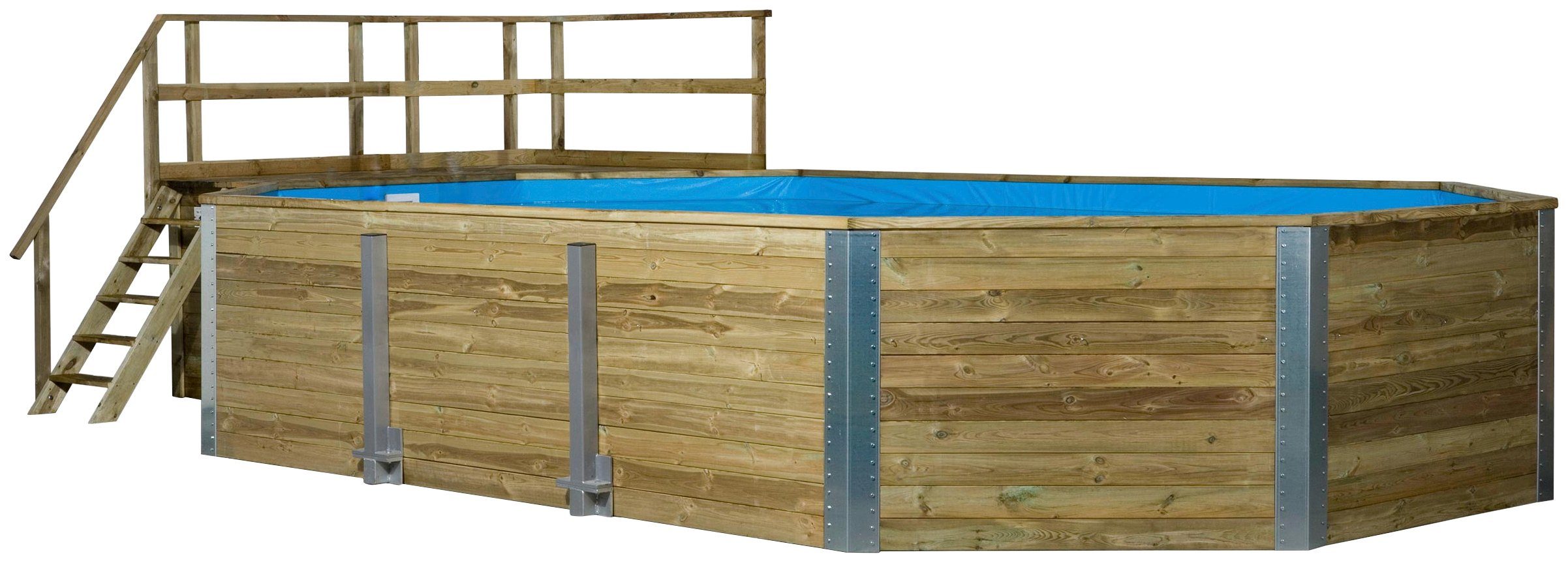 weka Rechteckpool MALI 5 mit Technikraum (Set, 9-tlg), BxLxH: 376x850x116 cm