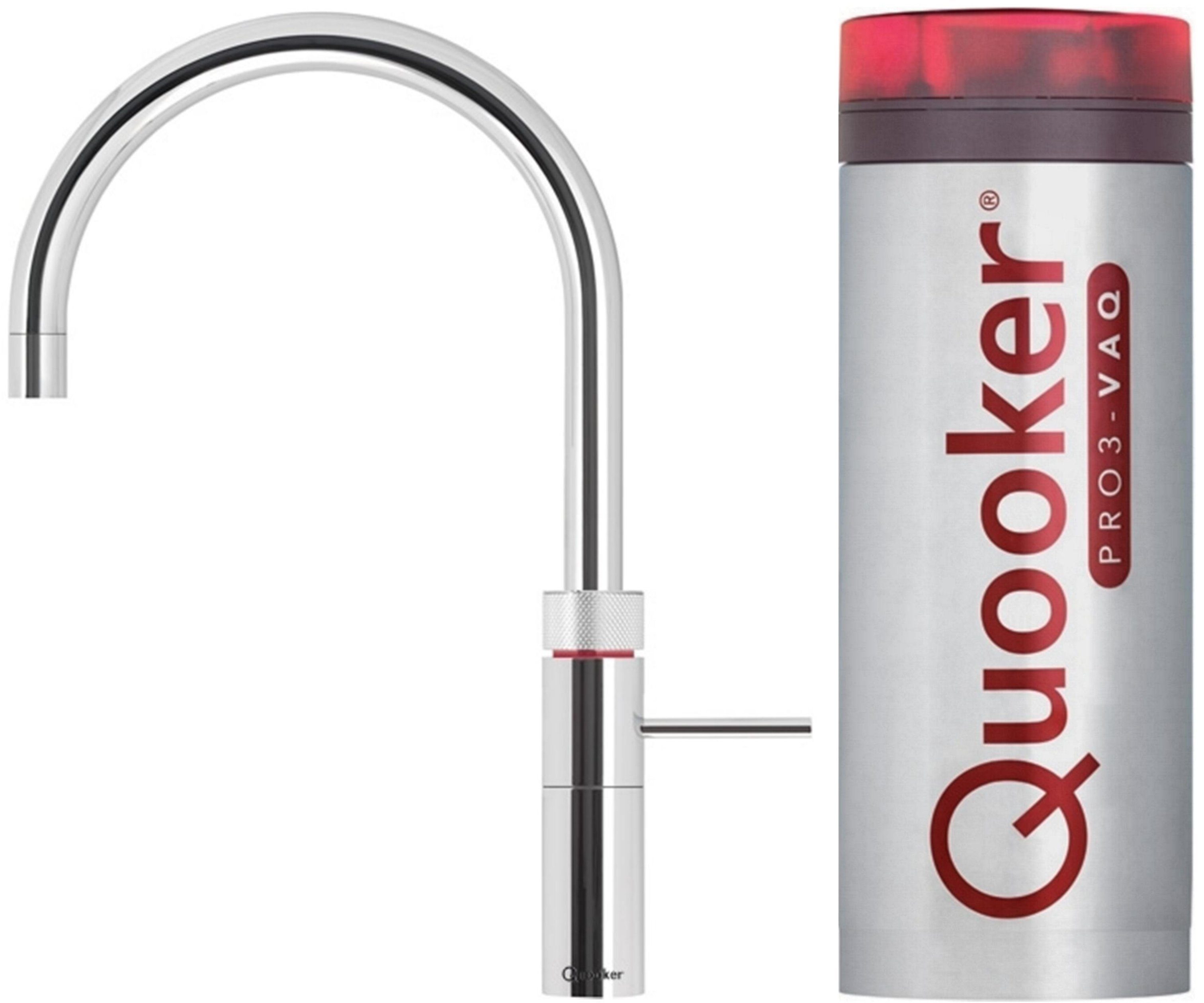 QUOOKER Küchenarmatur QUOOKER FUSION Round VAQ PRO3 Chrom 100°C Armatur (3FRCHR) (2-St) Spültischmischer mit 100°C Kochendwasserfunktion