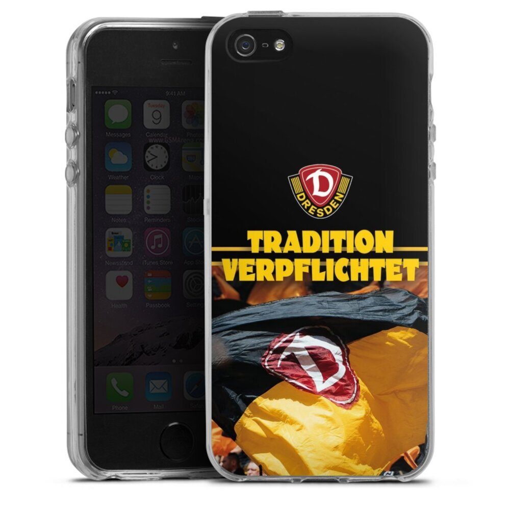 DeinDesign Handyhülle SG Dynamo Dresden Fanartikel SGD Tradition Verpflichtet Dynamo Dresden, Apple iPhone SE (2016-2019) Silikon Hülle Bumper Case Smartphone Cover