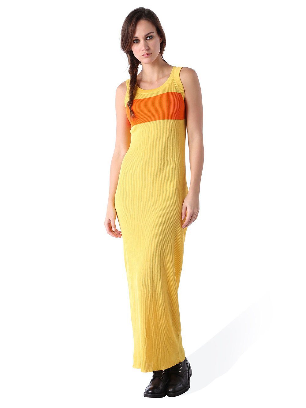 Maxikleid Diesel M-CRESP ABITO Damen Kleid Maxikleid Gelb