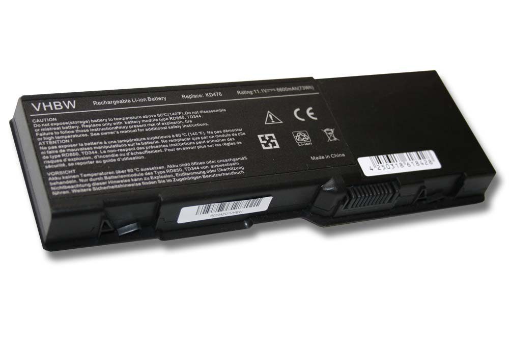 vhbw kompatibel mit Dell Vostro 1000 Laptop-Akku Li-Ion 6600 mAh (11,1 V)