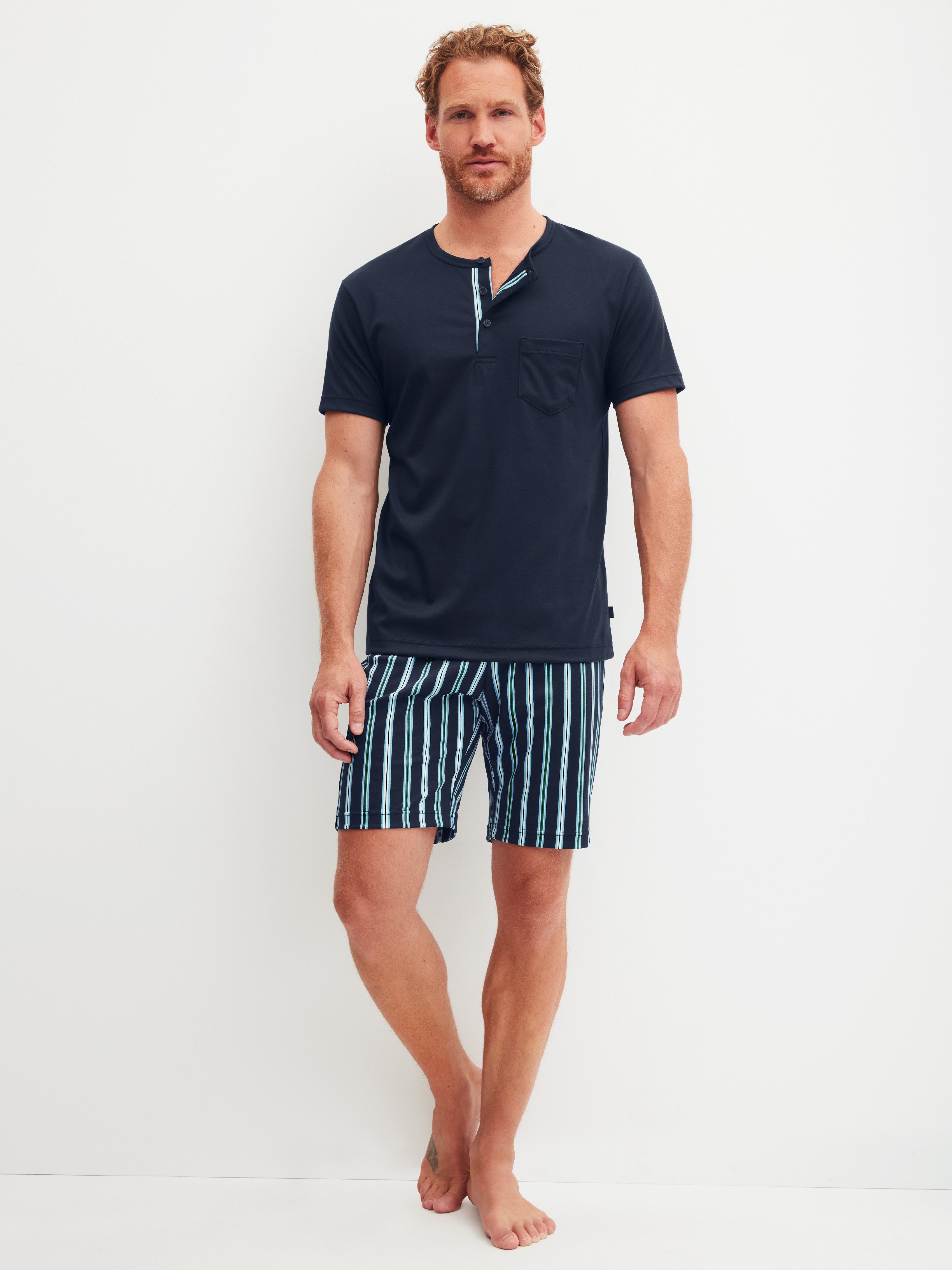 CALIDA Shorty Relax Choice (2 tlg) atmungsaktiv, Baumwolle, Oberteil mit Knopfleiste