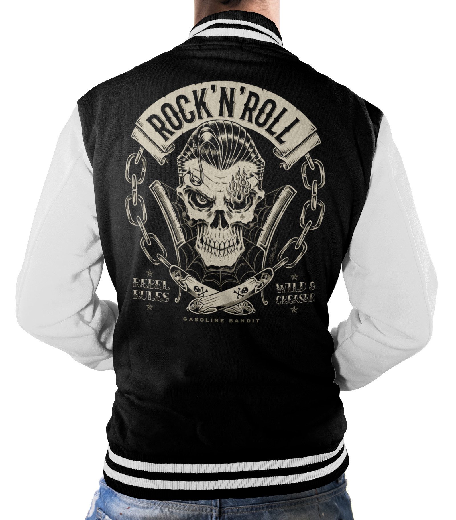 GASOLINE BANDIT® Collegejacke für Rockabilly Rock'n Roll Fans: Rebel Rules günstig online kaufen