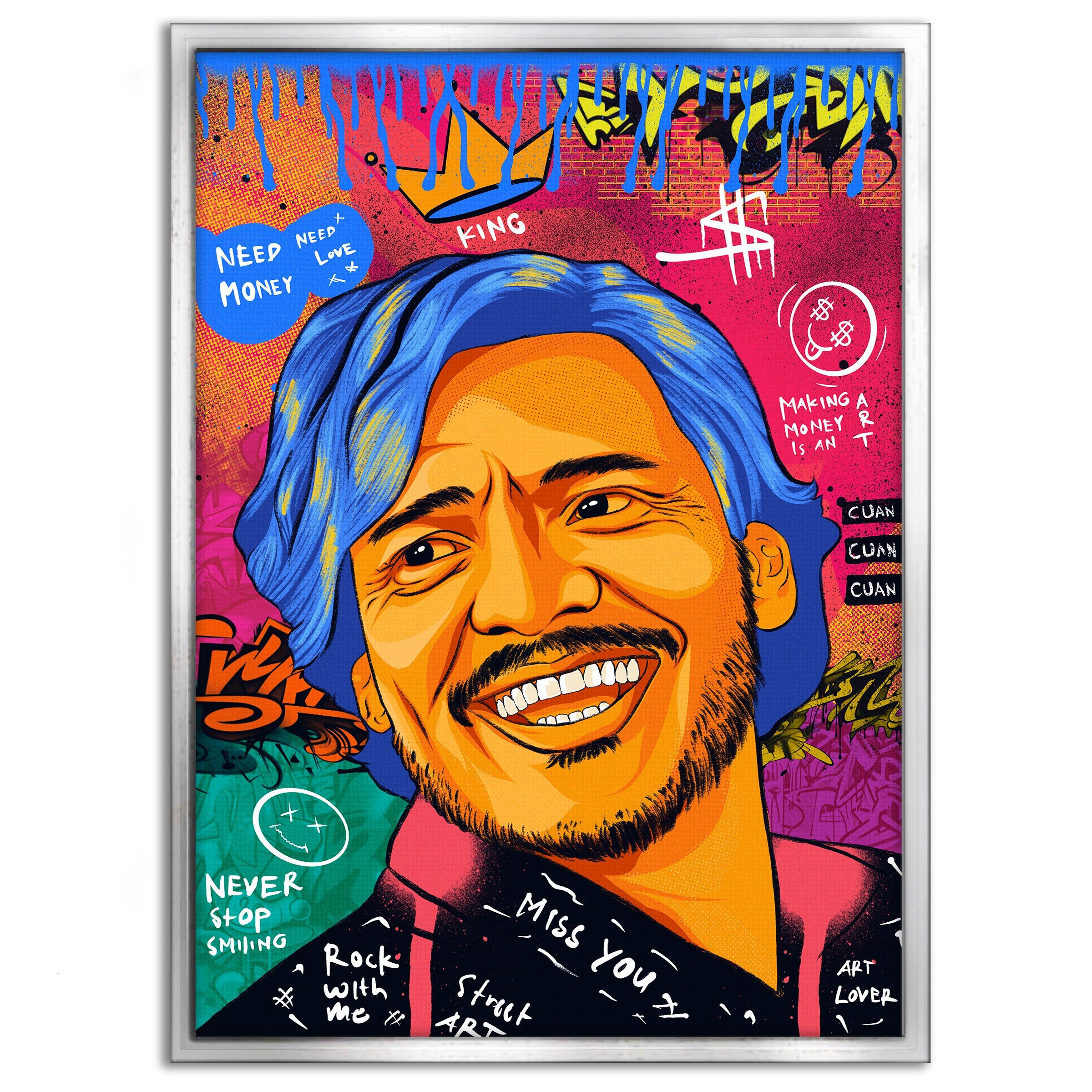 SimpleCanvas Wandbild Nicolas Pedro A - Leinwandbild Pop Art, Wandbild Pop Art, Portrait, Nicolas Pedro