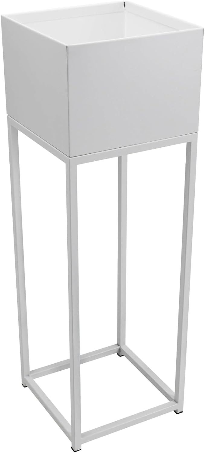 VIVANNO Blumentopf pulverbeschichtetes Stahlblech ELEVATE SQUARE Säule - Weiß Matt (1 St), 25x25x79 cm