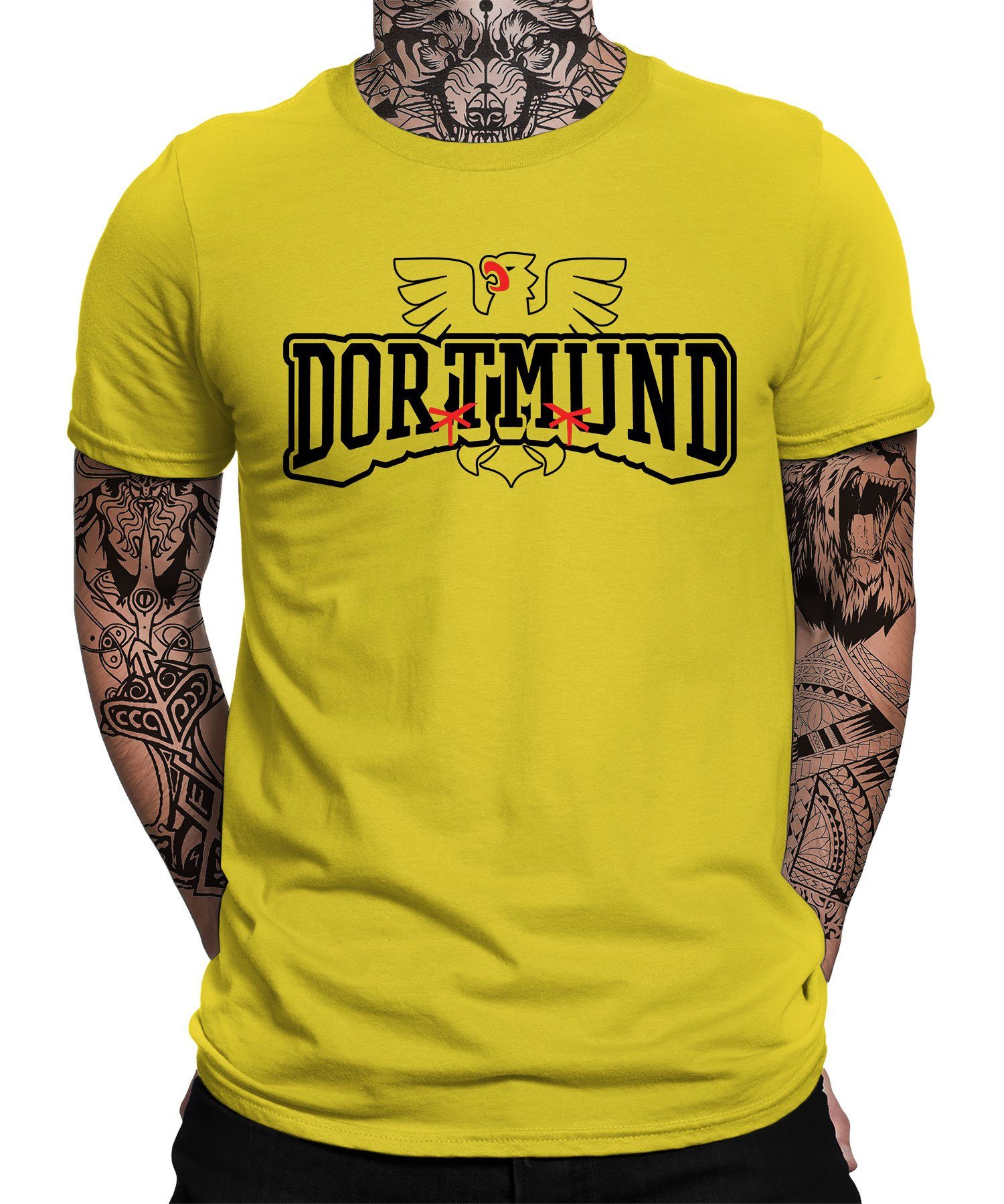 Dortmund Quattro (1-tlg) Gelb Kurzarmshirt T-Shirt Fußball Formatee Herren Ruhrpott