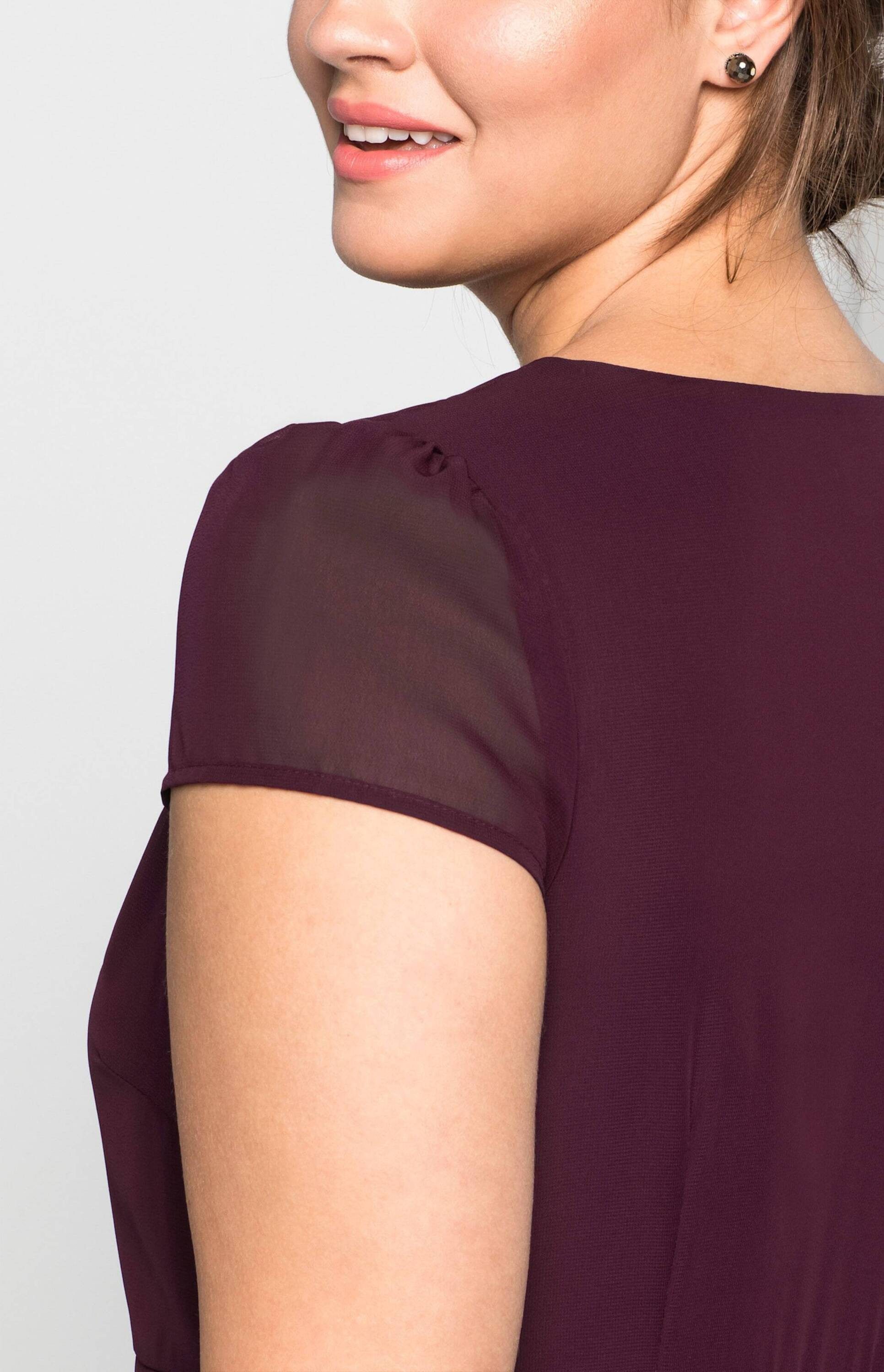 Sheego Etuikleid Abendkleid Kurzarm mit Flügelärmeln – Bild 4 von 5